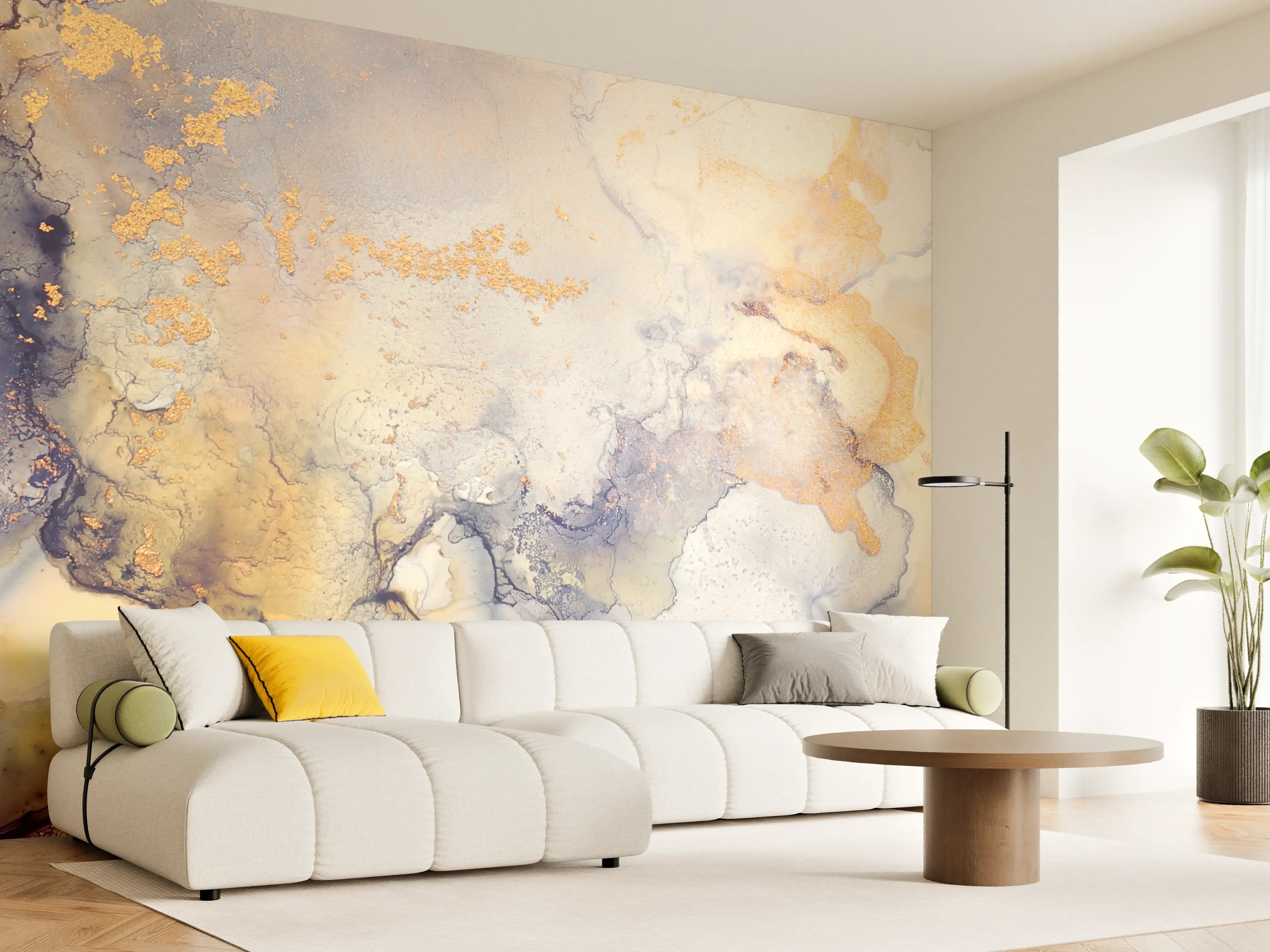 Wandverkleidung Wohnzimmer - Kunstvolle Aquarellmalerei in warmen Tönen