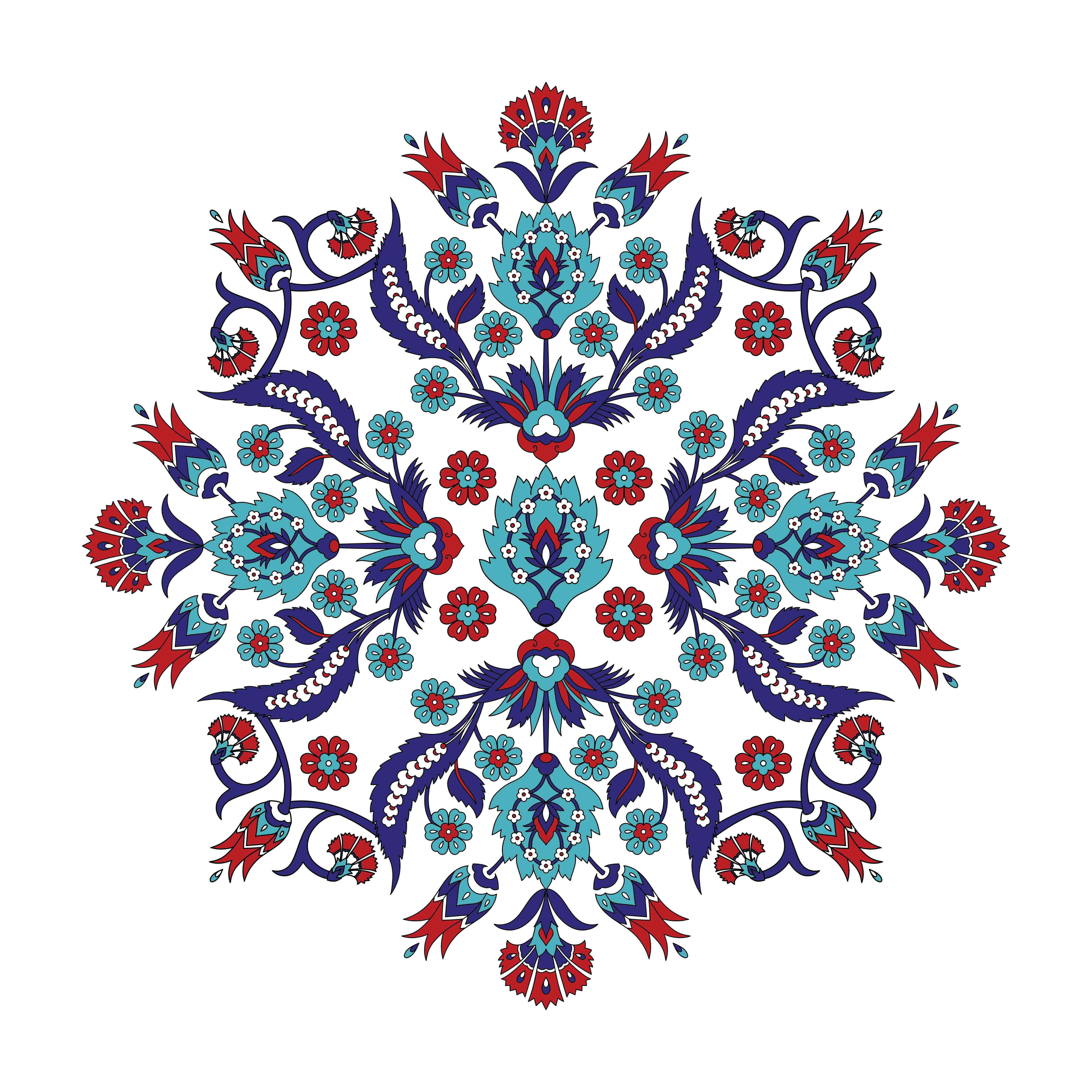 Wandverkleidung Wohnzimmer-Kunstvolles Mandala mit türkisen und roten Akzenten