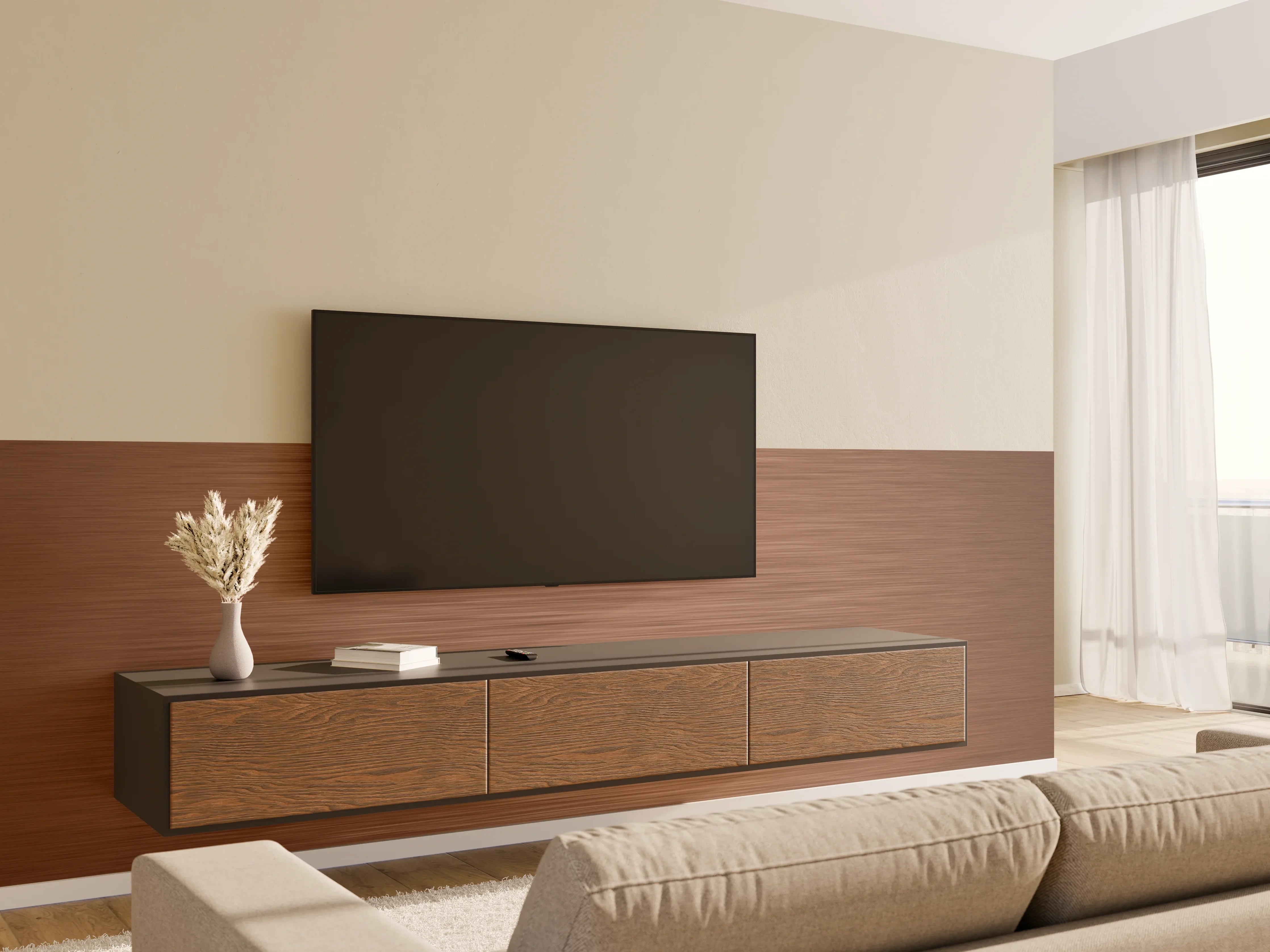 Wandverkleidung Wohnzimmer - Kupfer - ALU Prime - Metall Gebürstet