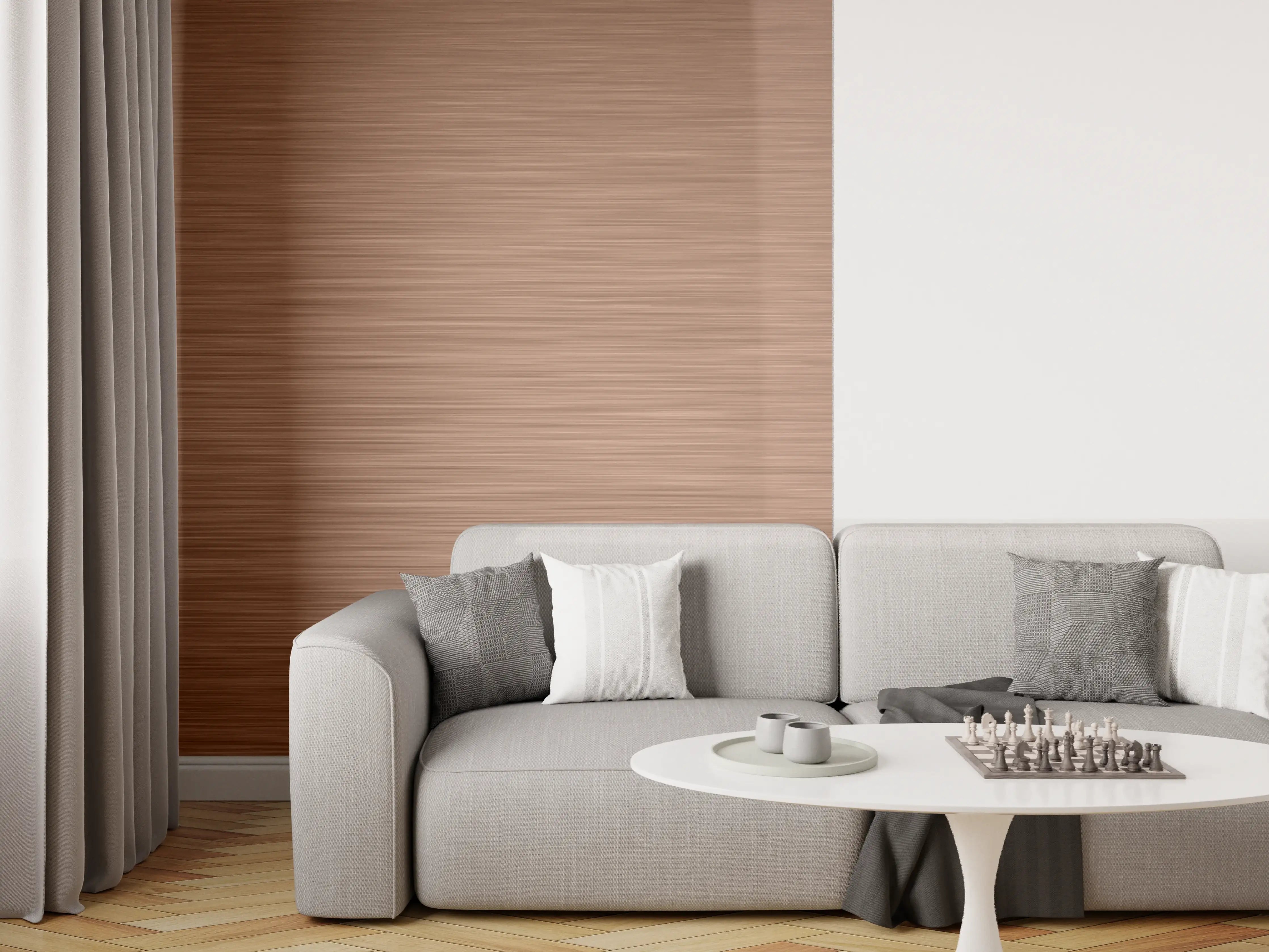 Wandverkleidung Wohnzimmer - Kupfer - ALU Prime - Metall Gebürstet