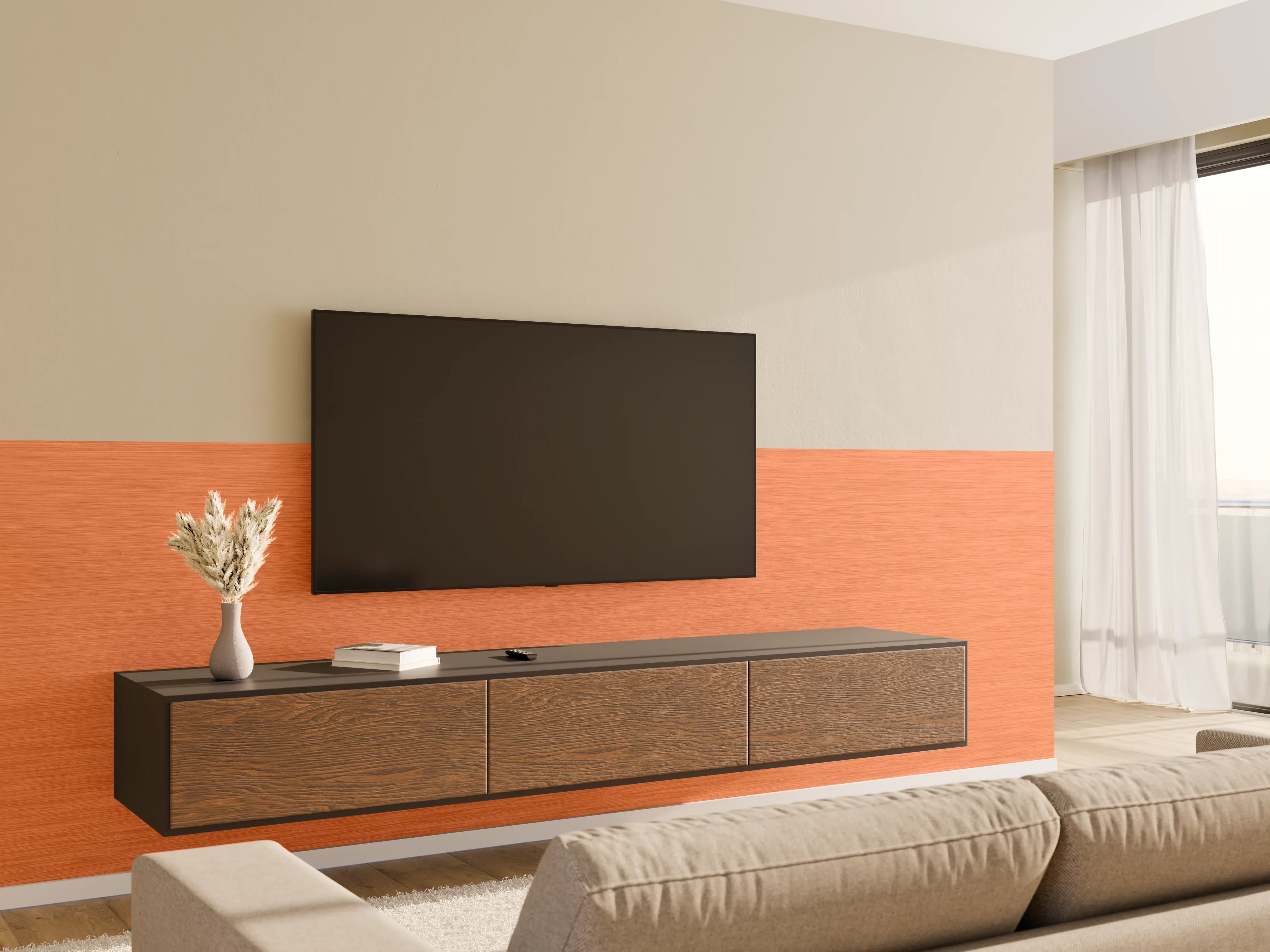 Wandverkleidung Wohnzimmer - Kupferfarbener Metall-Textur-Hintergrund