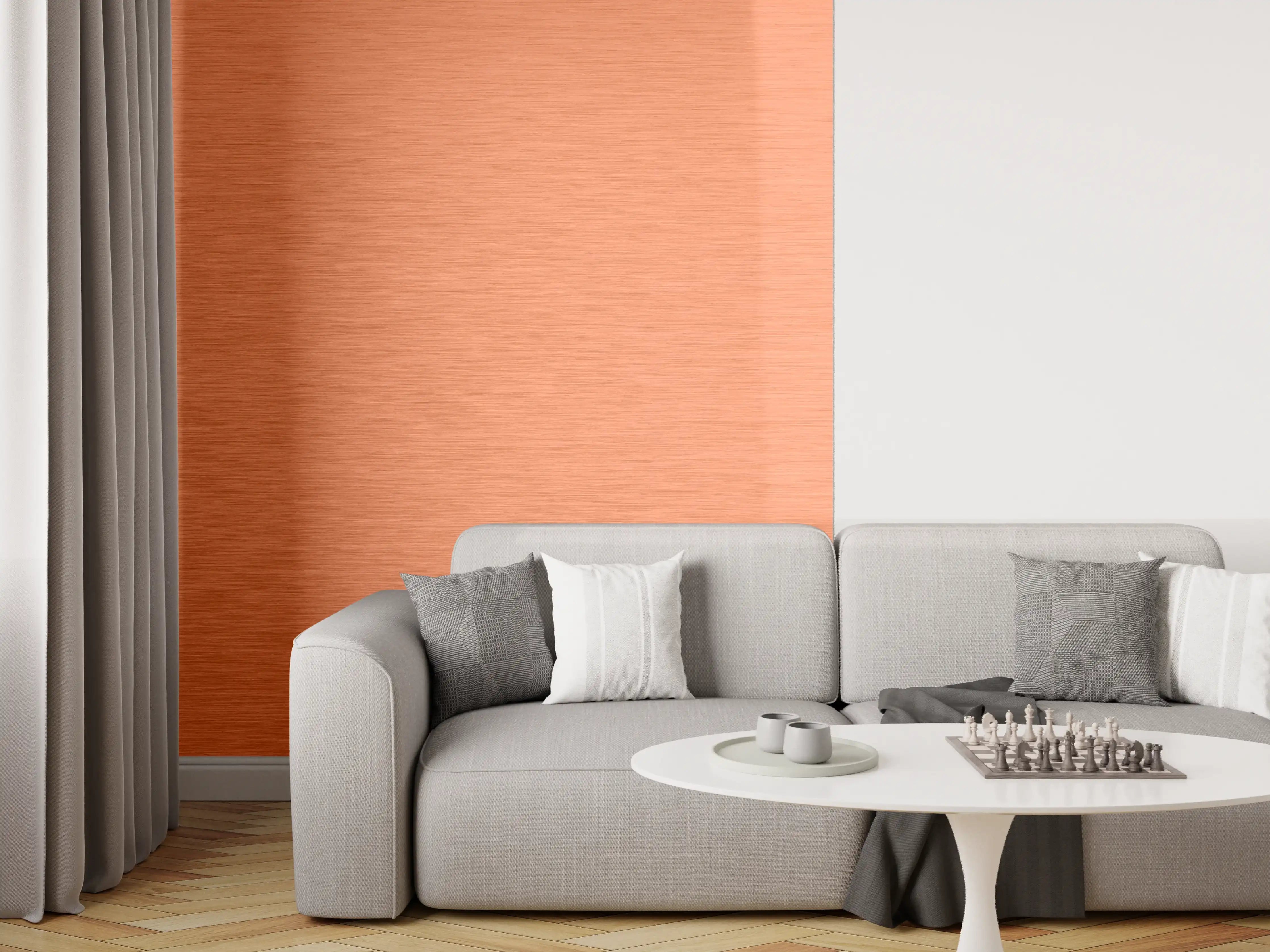 Wandverkleidung Wohnzimmer - Kupferfarbener Metall-Textur-Hintergrund