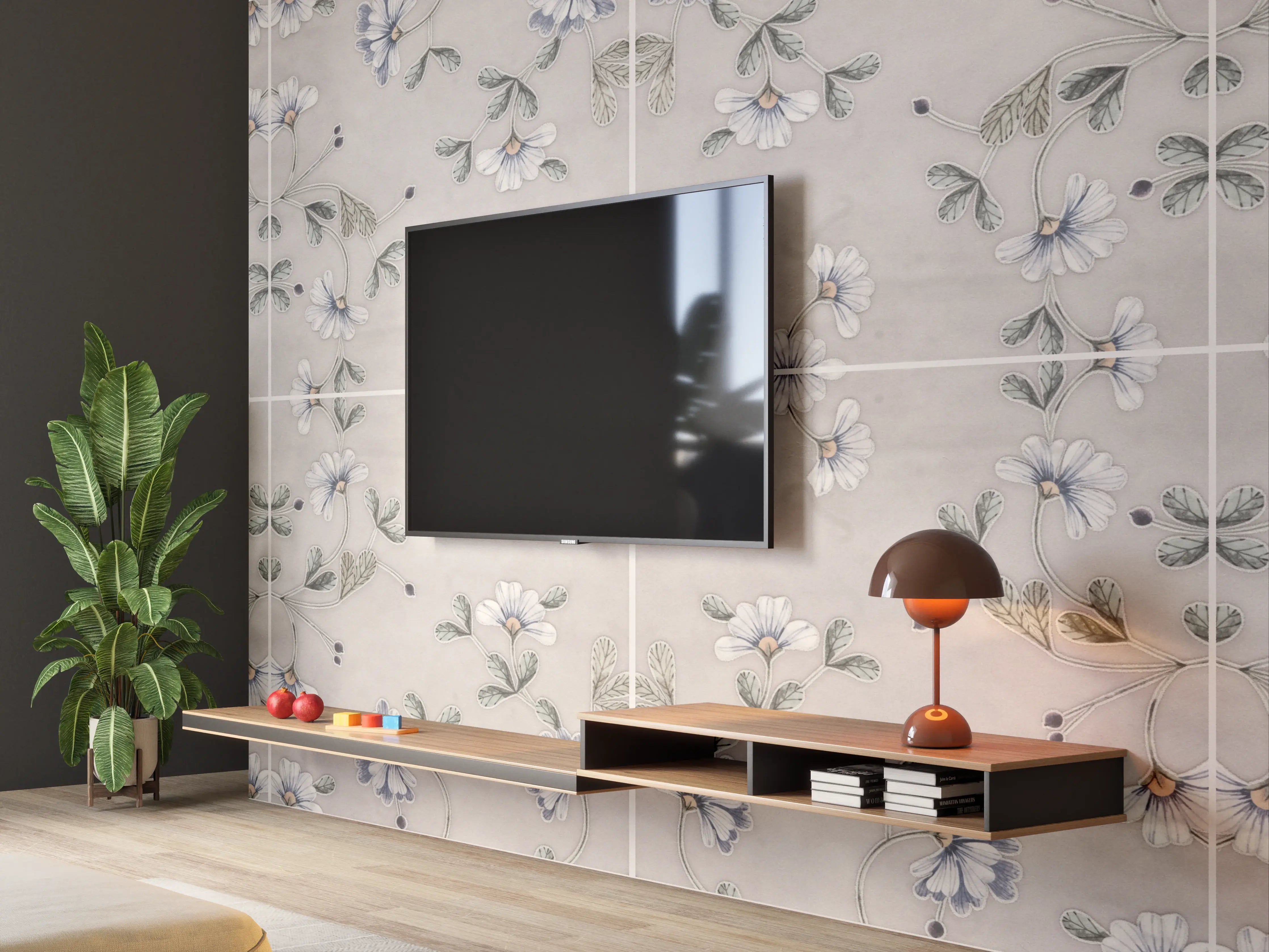 Wandverkleidung Wohnzimmer - Lädierte Vintage Patchwork-Fliesen