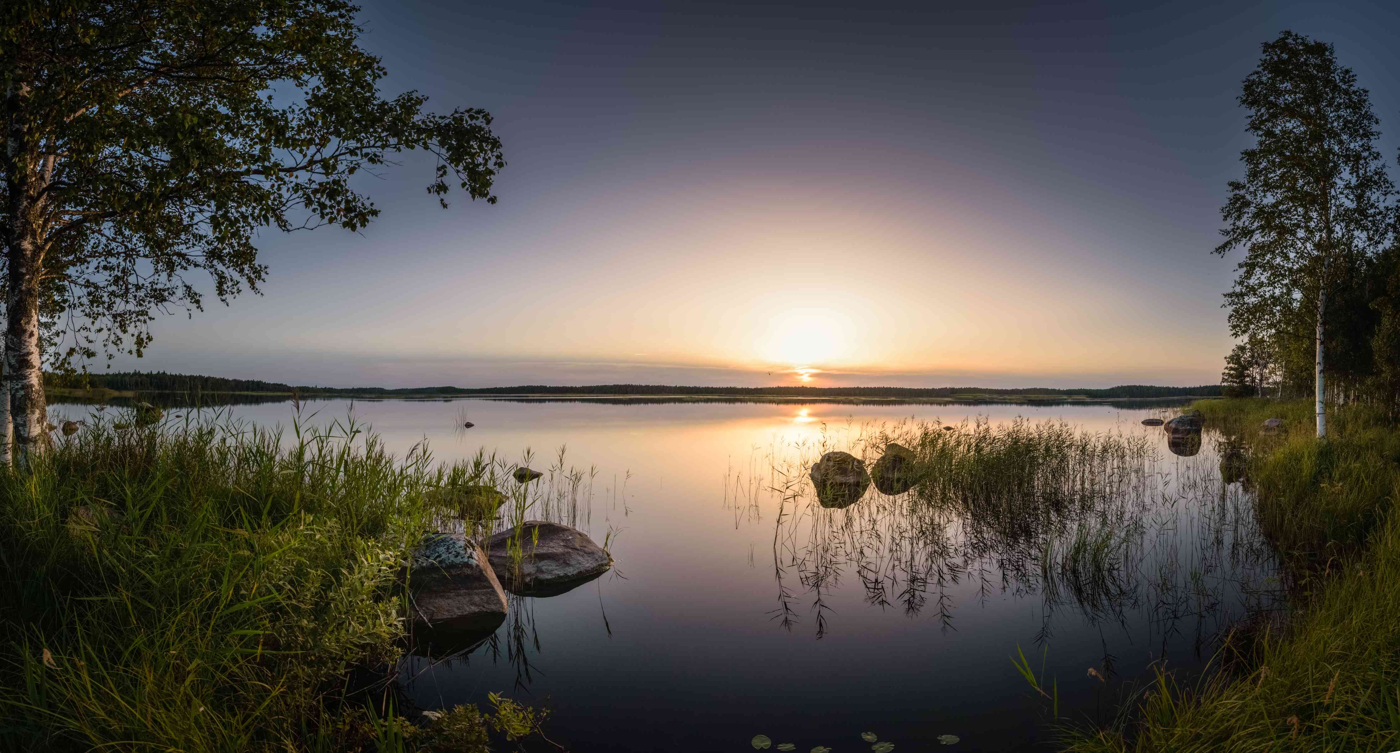 Wandverkleidung Wohnzimmer-Landschaft in der Dämmerung - Sonnenuntergang