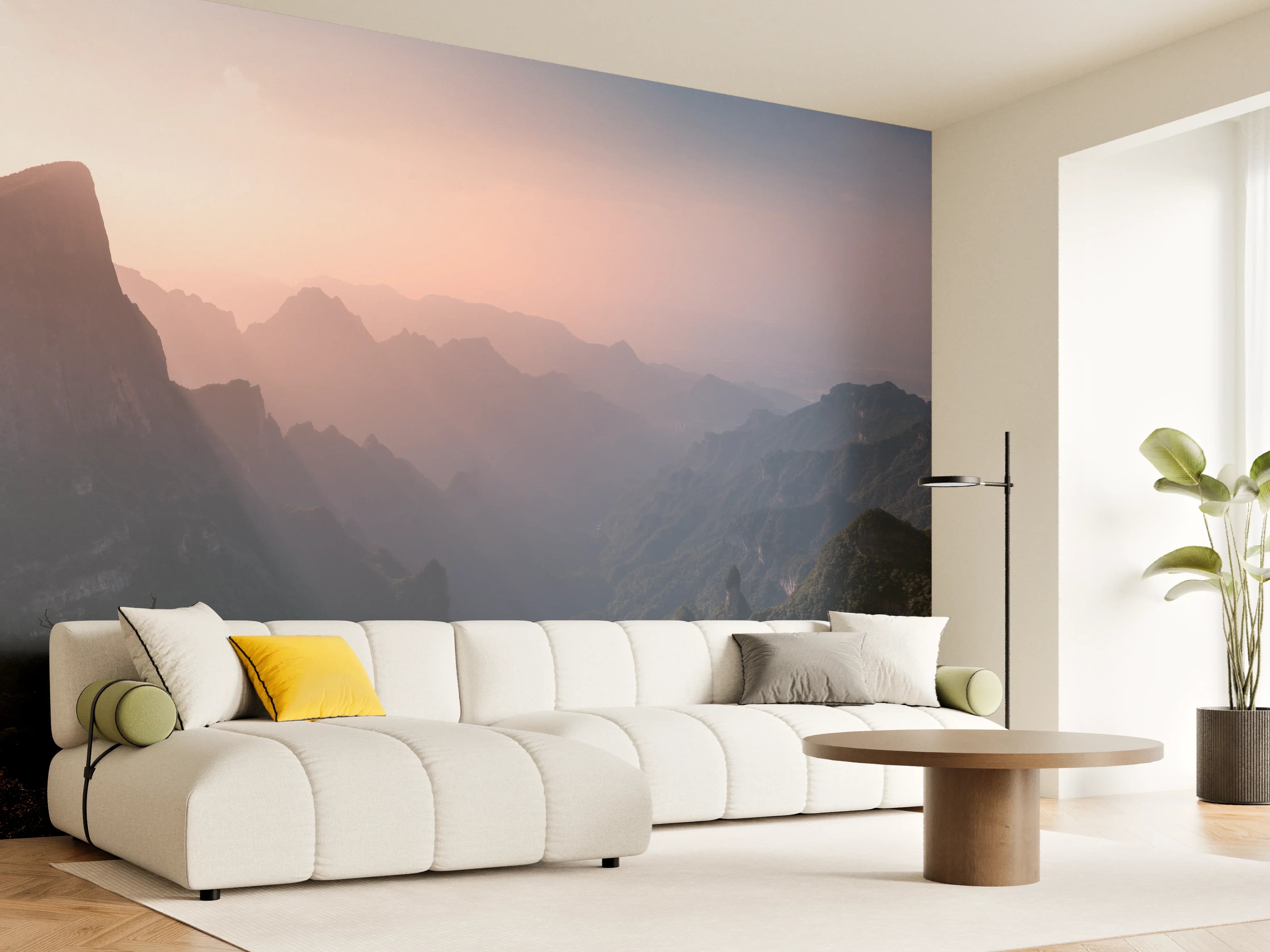 Wandverkleidung Wohnzimmer - Landschaftsblick - Berg Tianmen