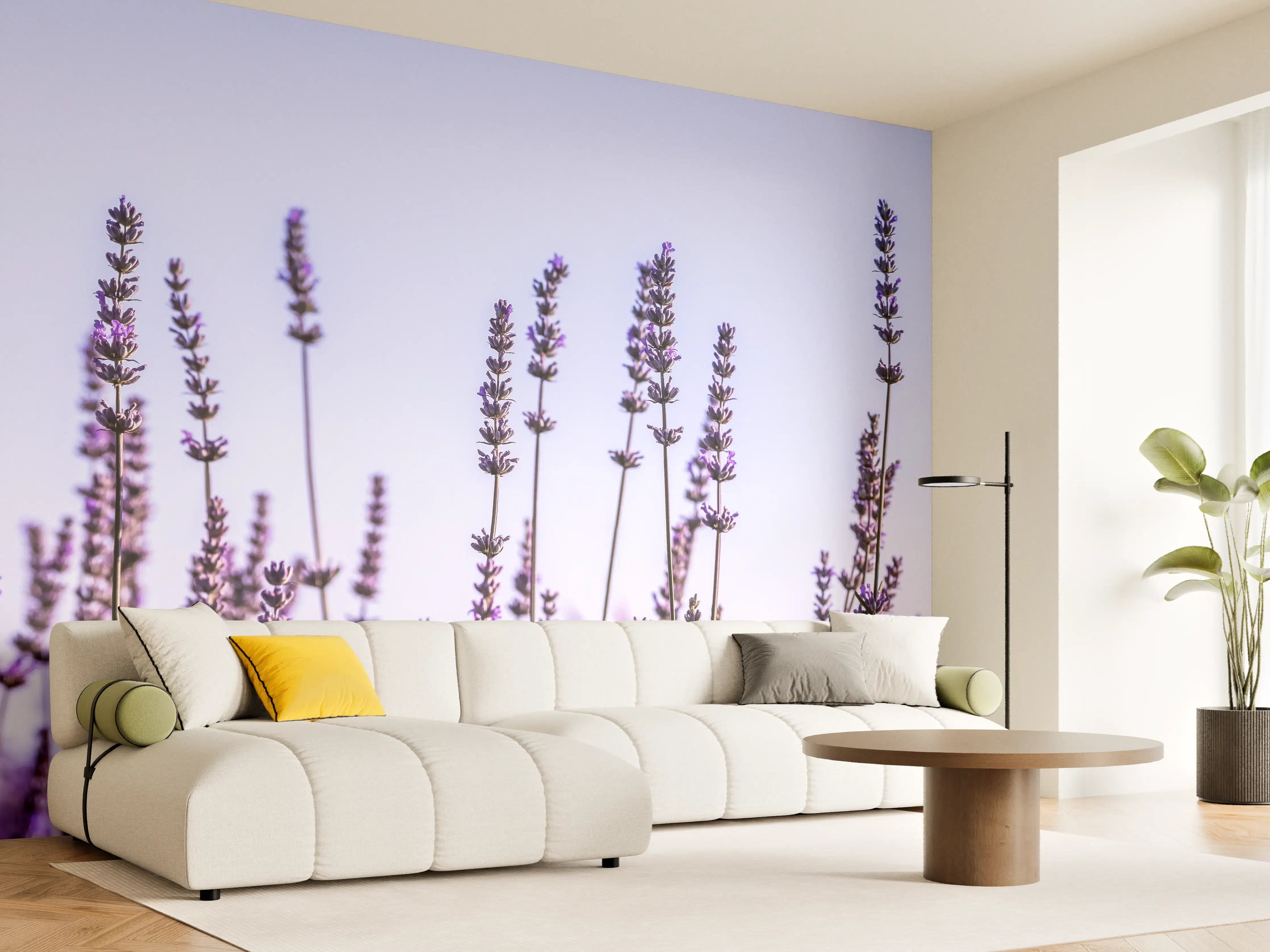 Wandverkleidung Wohnzimmer - Lavendelfeld in Lila-Blau