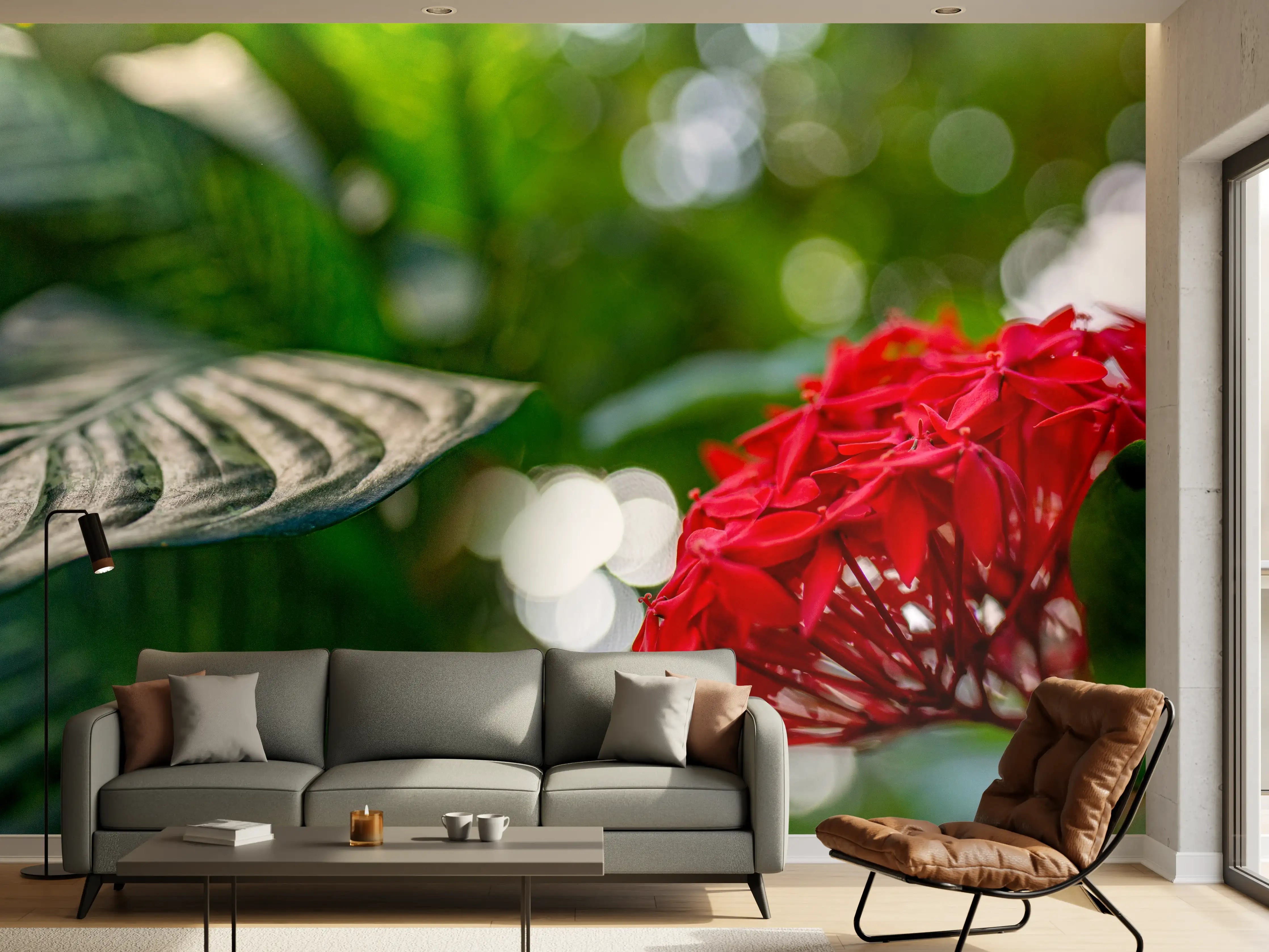 Wandverkleidung Wohnzimmer - Lebendige Blume in tropischer Natur