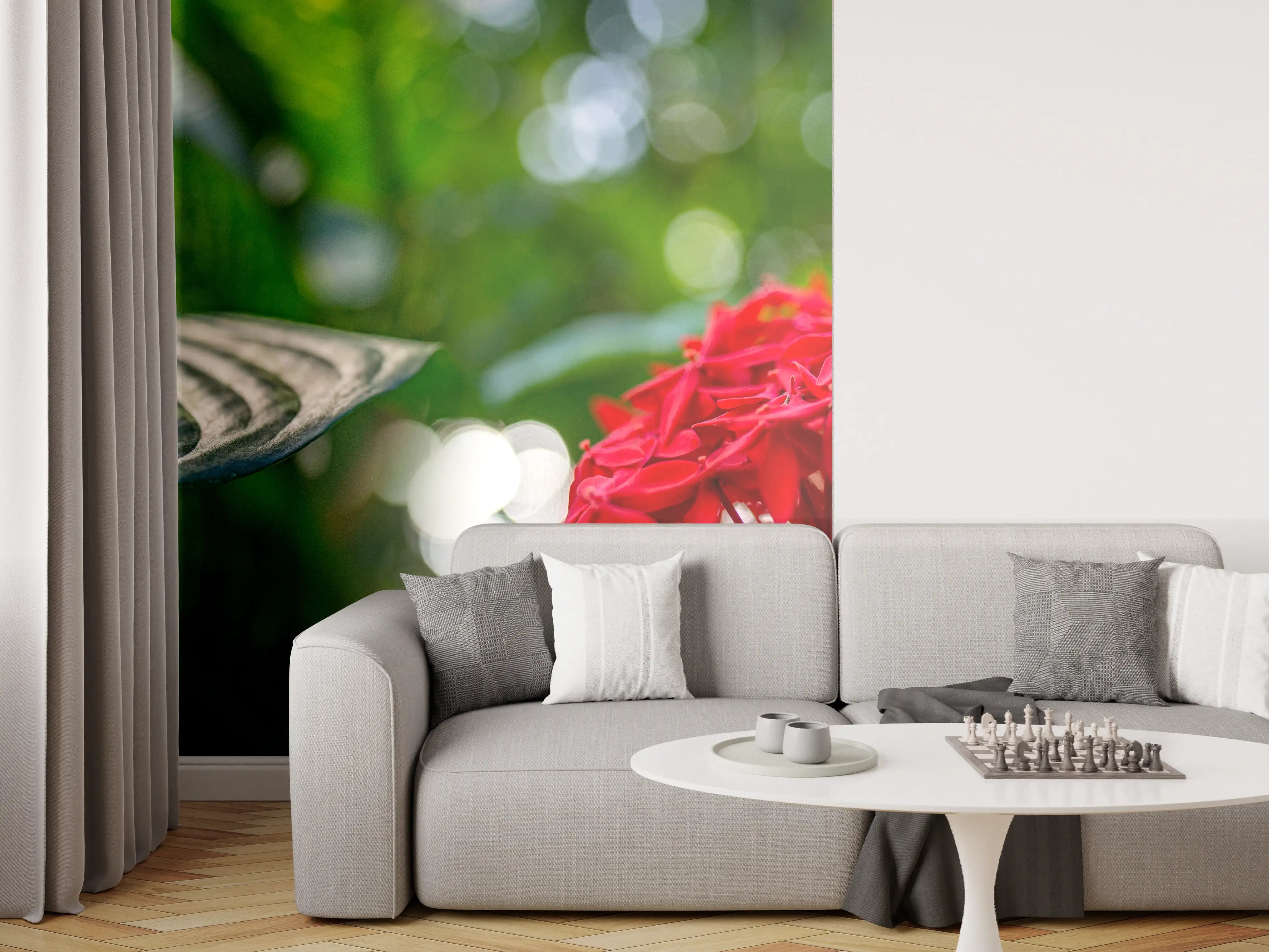 Wandverkleidung Wohnzimmer - Lebendige Blume in tropischer Natur