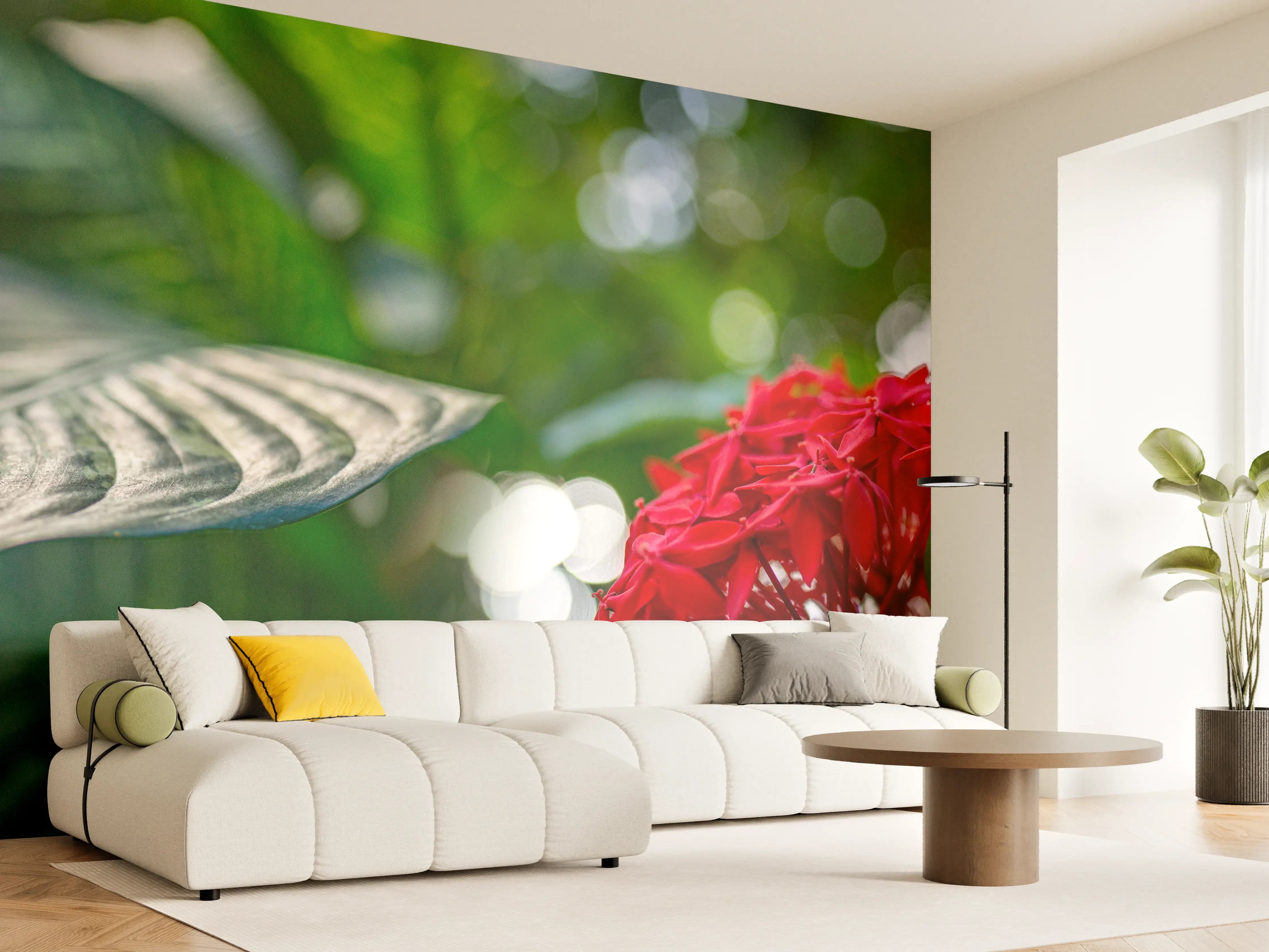 Wandverkleidung Wohnzimmer - Lebendige Blume in tropischer Natur