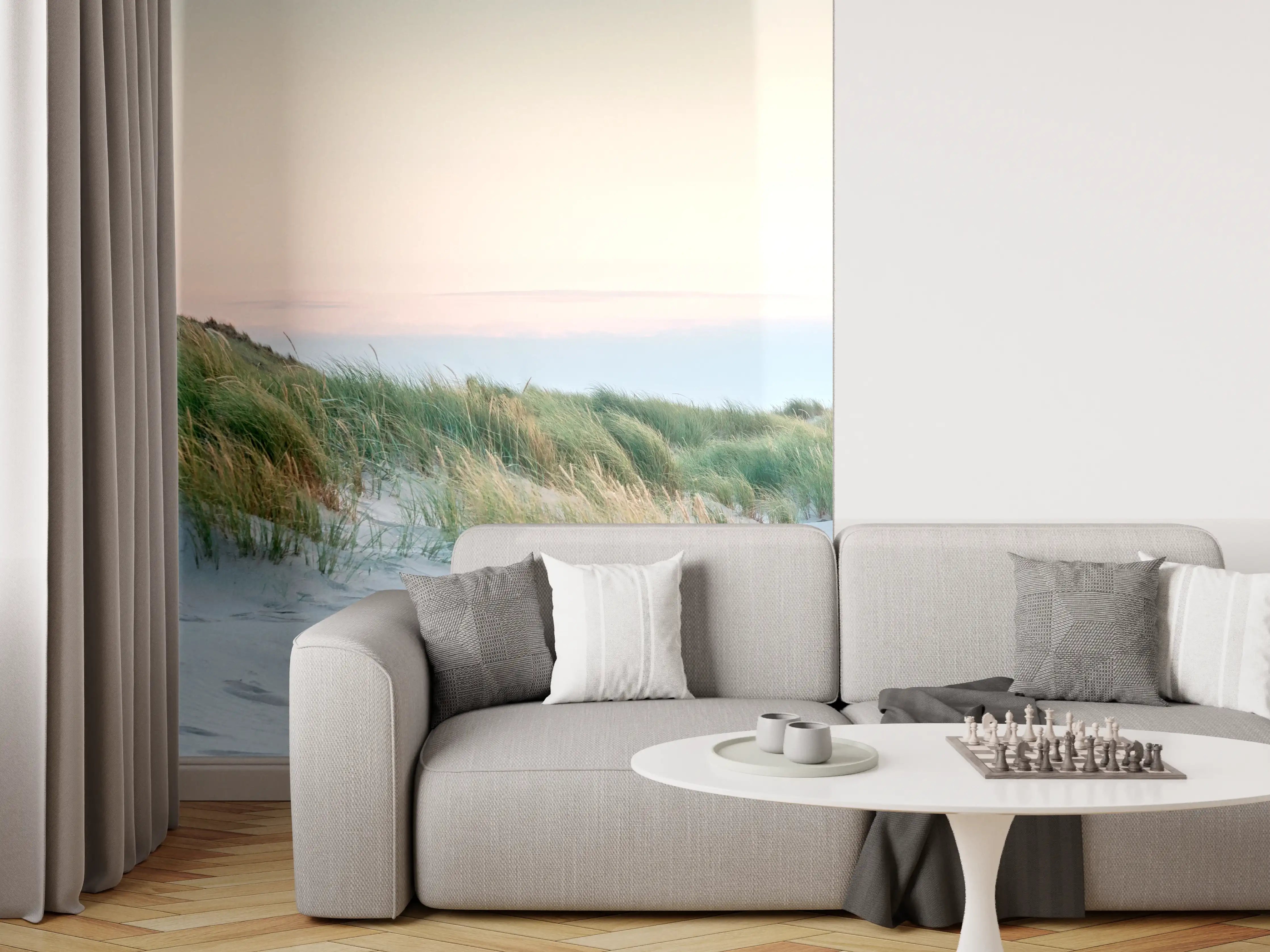 Wandverkleidung Wohnzimmer - Leuchtturm im idyllischen Küstenlandschaft