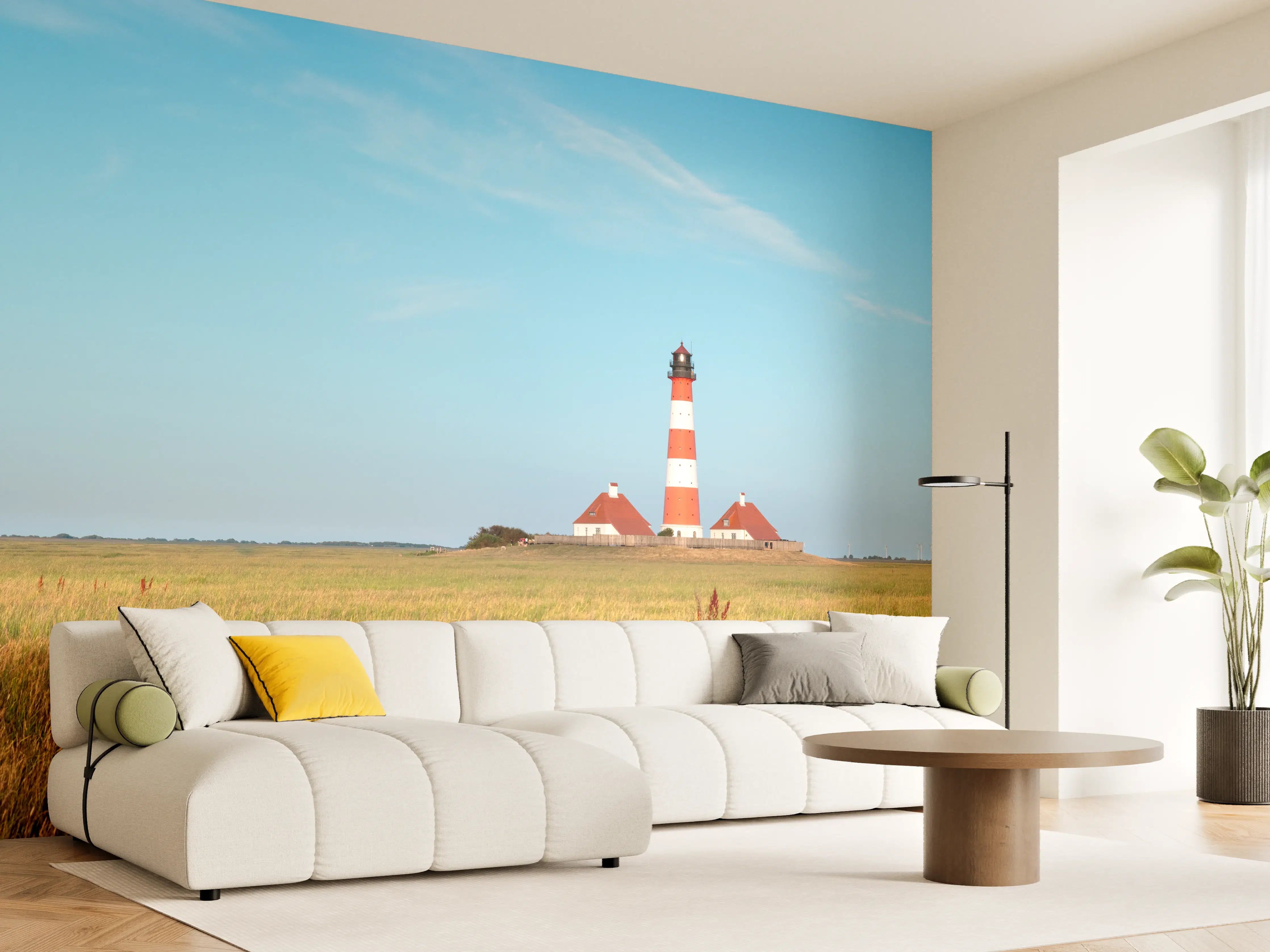 Wandverkleidung Wohnzimmer - Leuchtturm im weiten Feld
