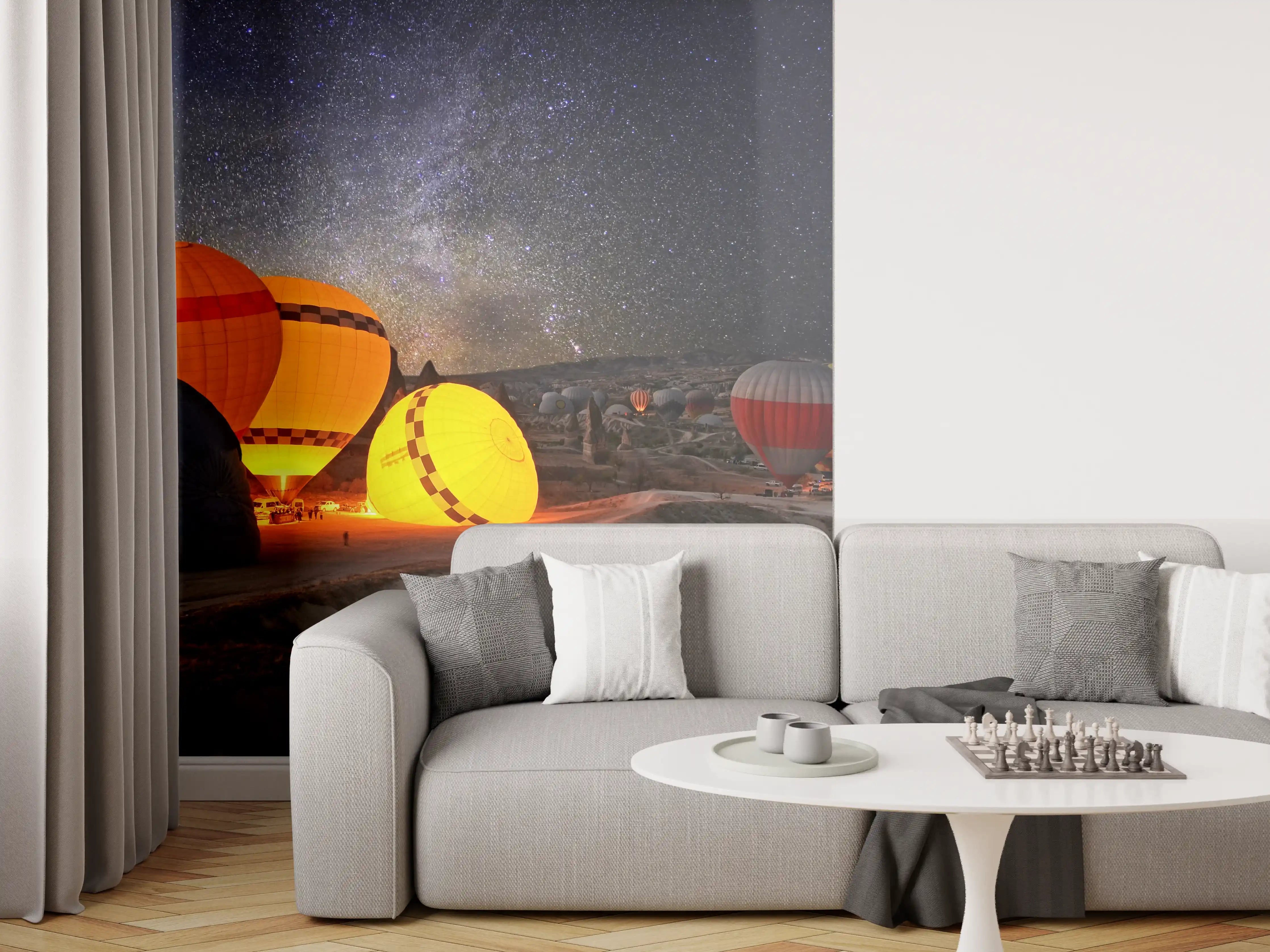 Wandverkleidung Wohnzimmer - Lichterglanz bei Nacht in der Wüste