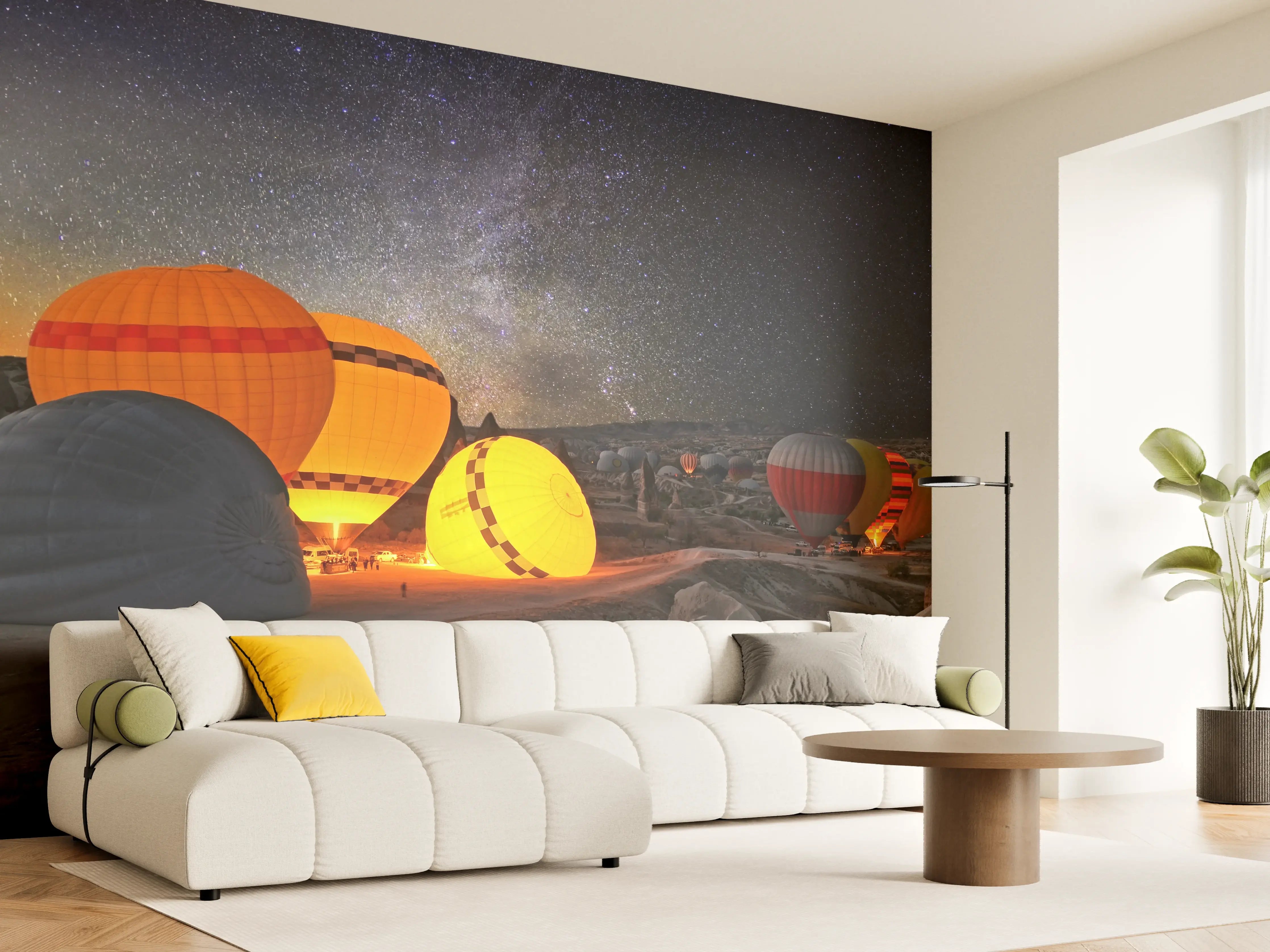 Wandverkleidung Wohnzimmer - Lichterglanz bei Nacht in der Wüste
