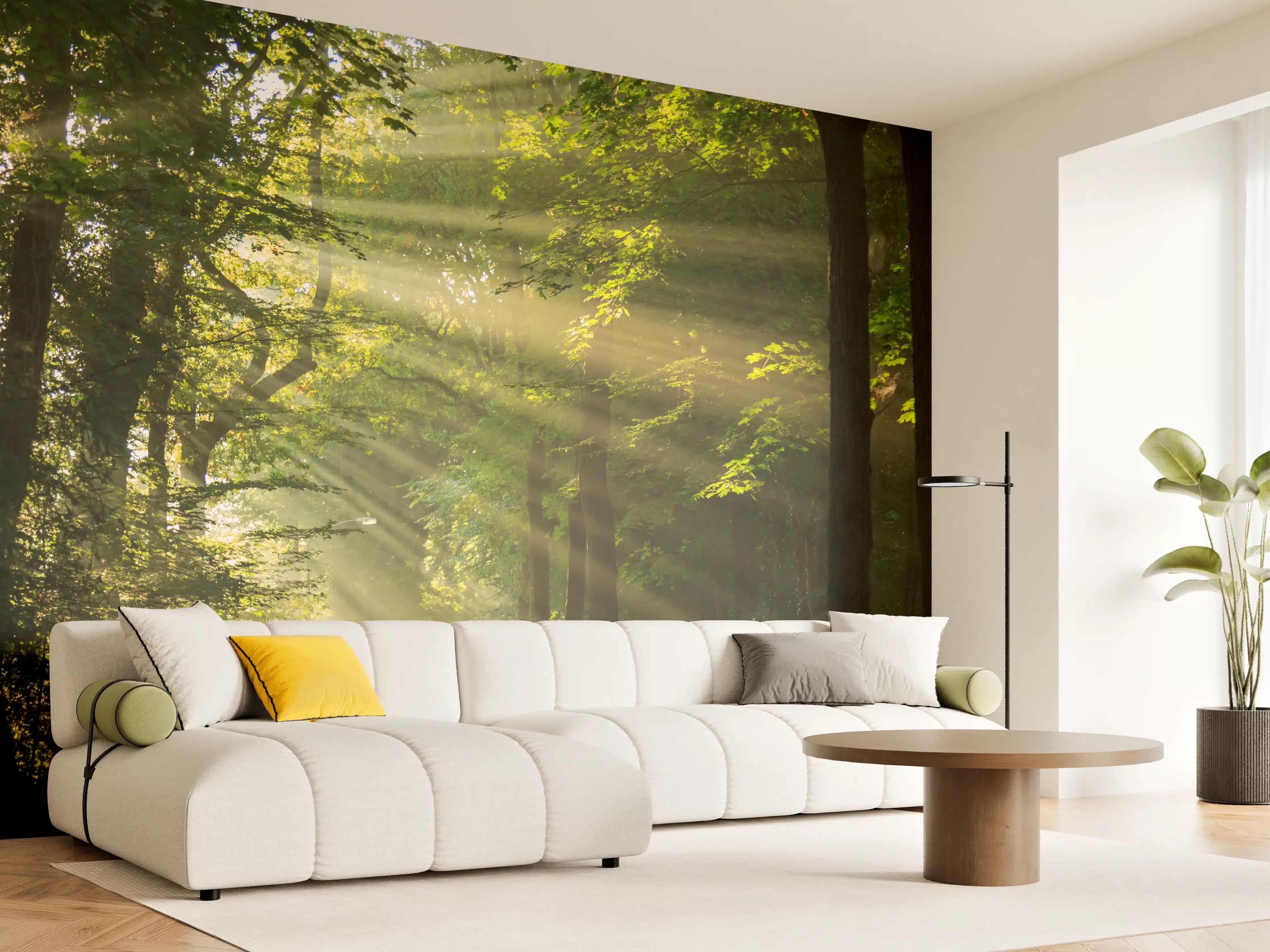 Wandverkleidung Wohnzimmer - Lichtspiele im grauen Walddach