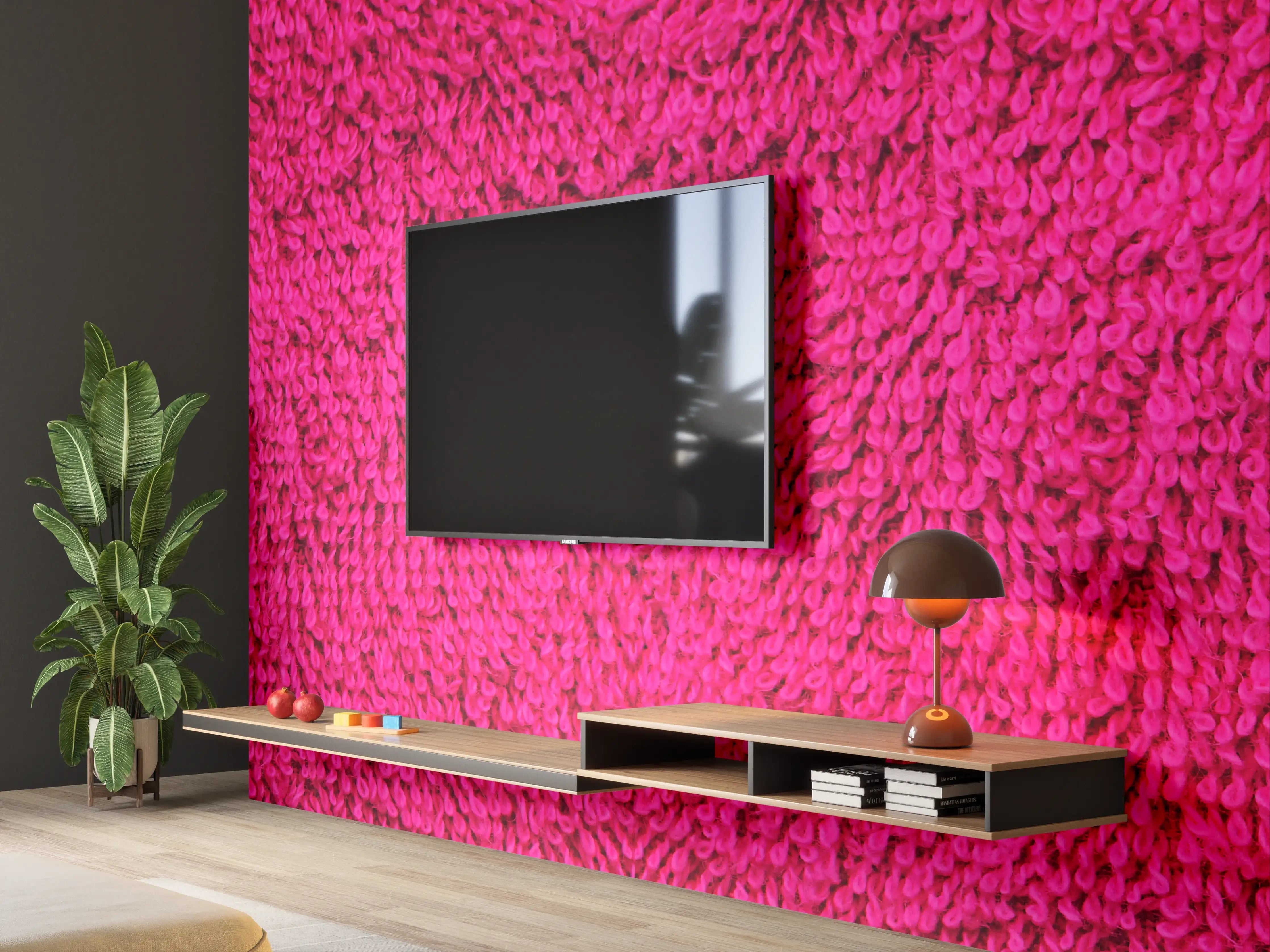 Wandverkleidung Wohnzimmer - Lila Frottee Handtuch Textur