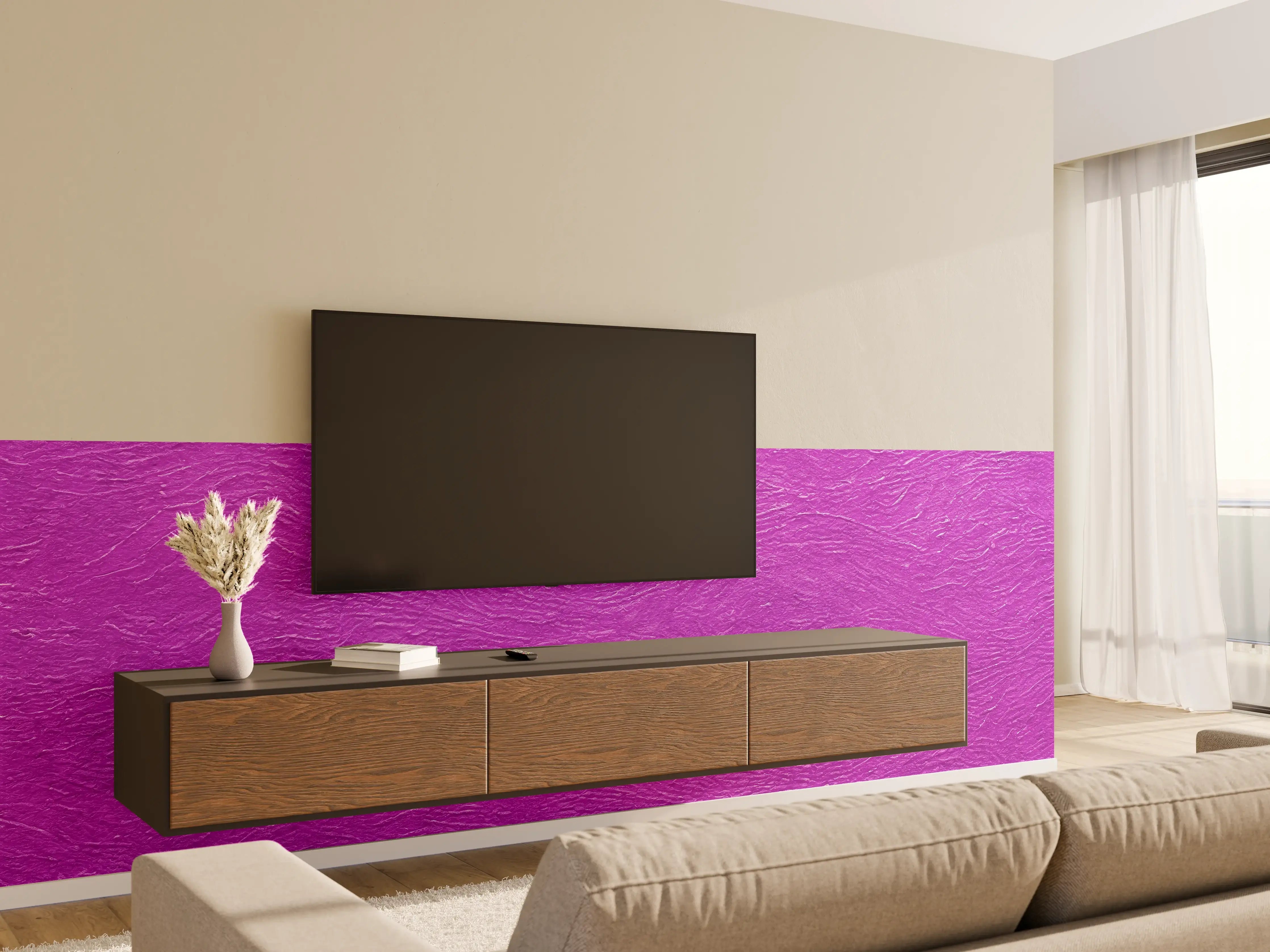 Wandverkleidung Wohnzimmer - Lila Wandmuster