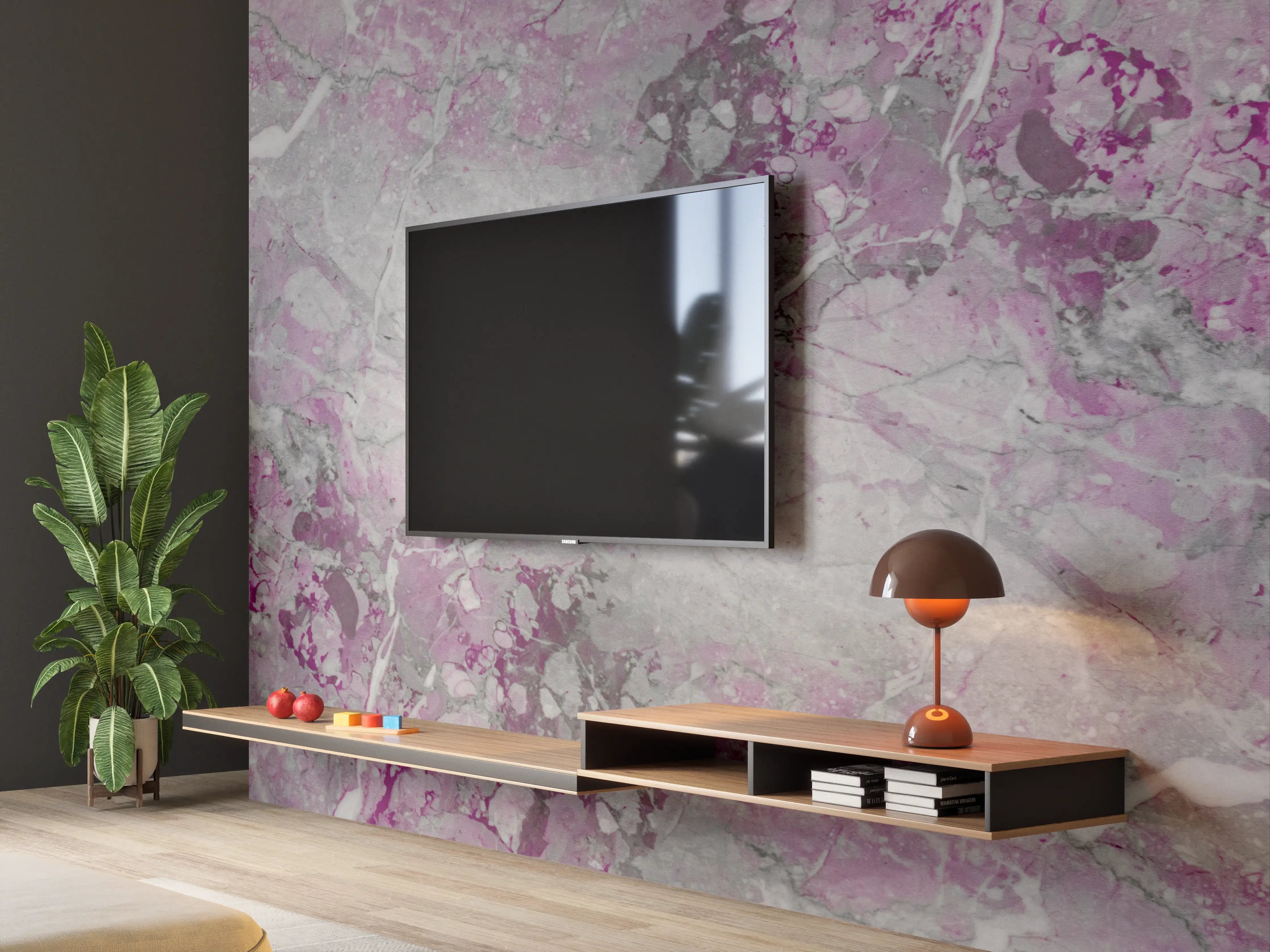 Wandverkleidung Wohnzimmer - Lila fleckige Marmor Hintergrund