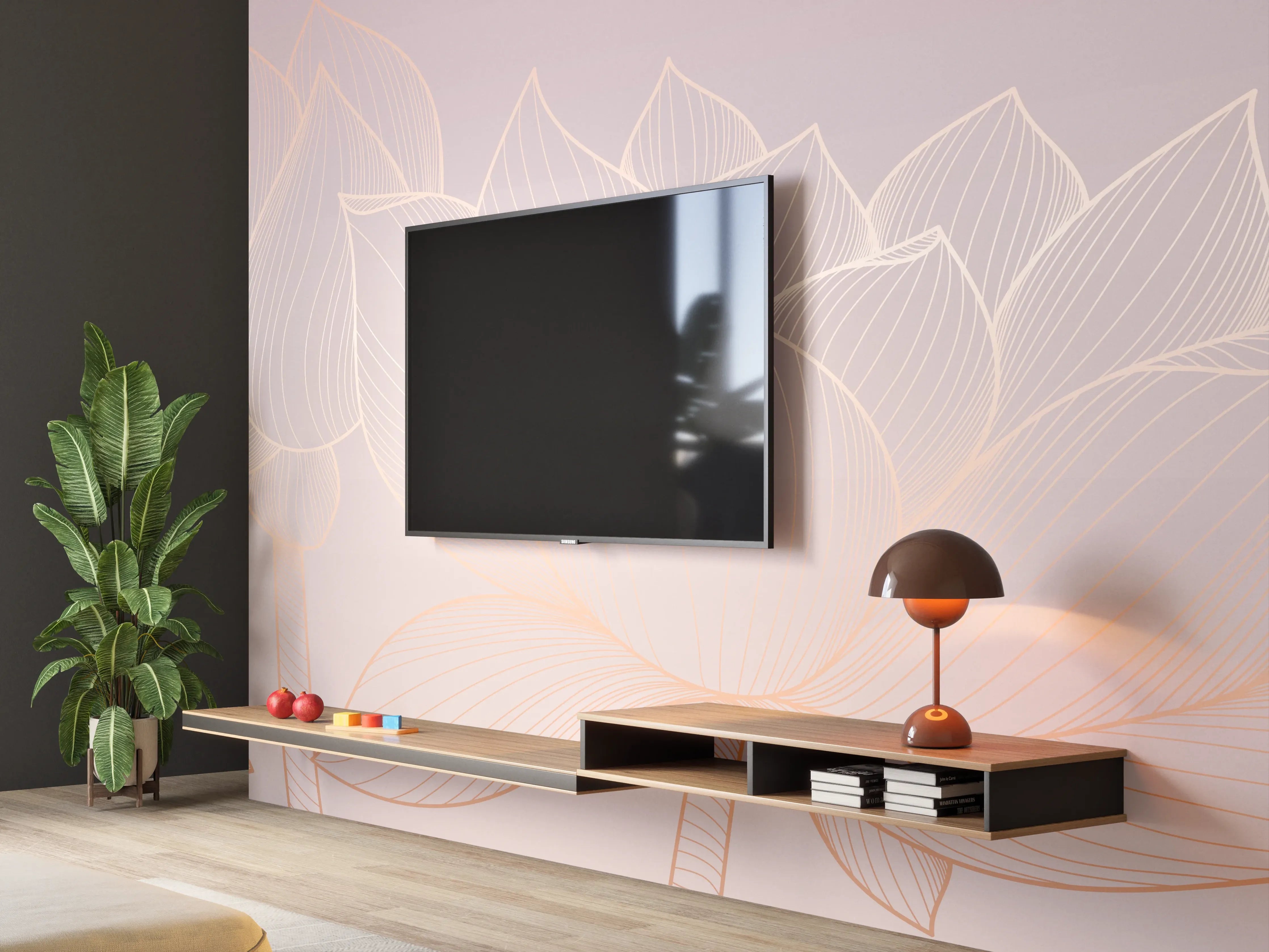 Wandverkleidung Wohnzimmer - Lotus-Lineart Pastelltöne