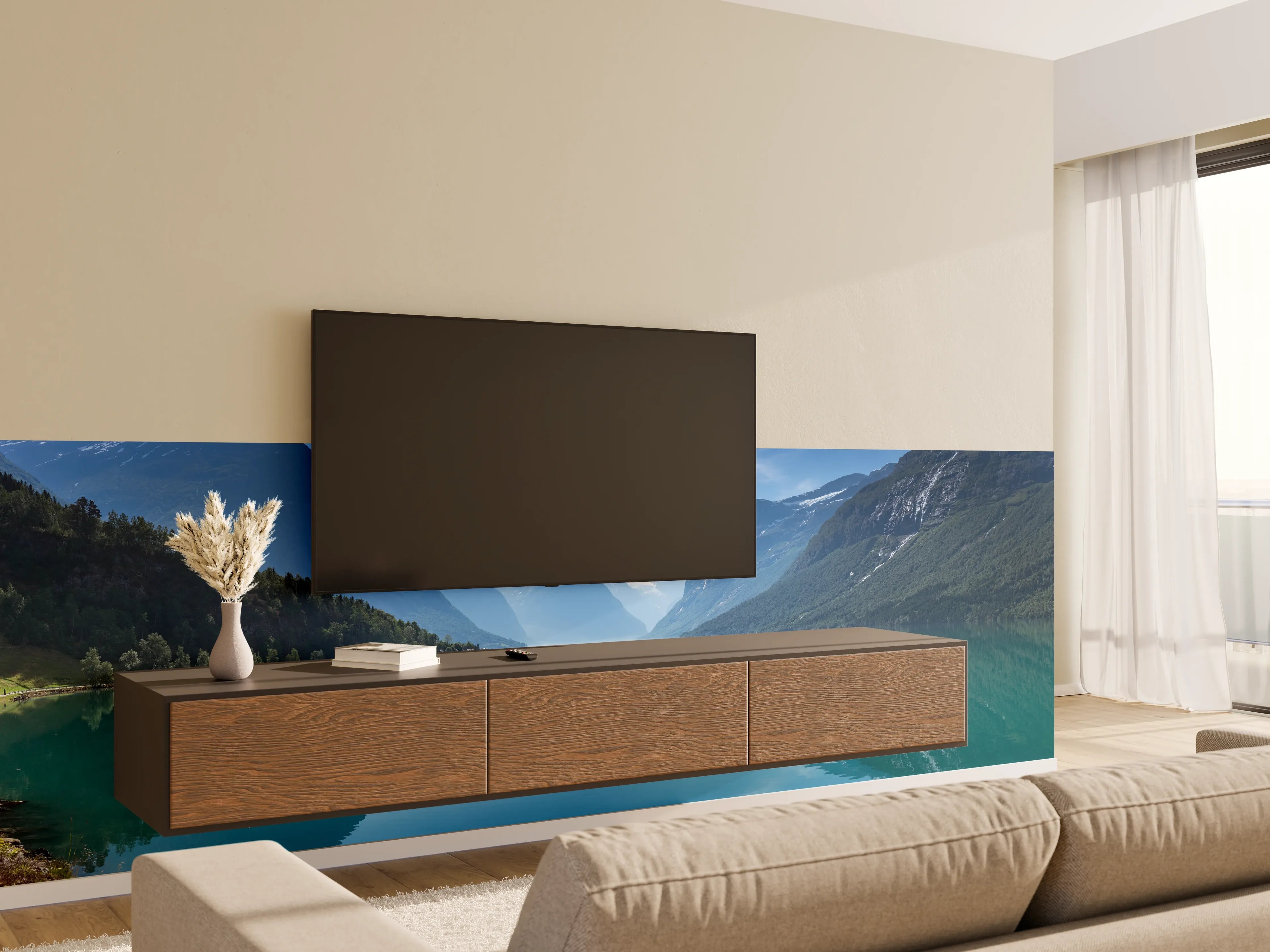 Wandverkleidung Wohnzimmer - Lovatnet See - Norwegen