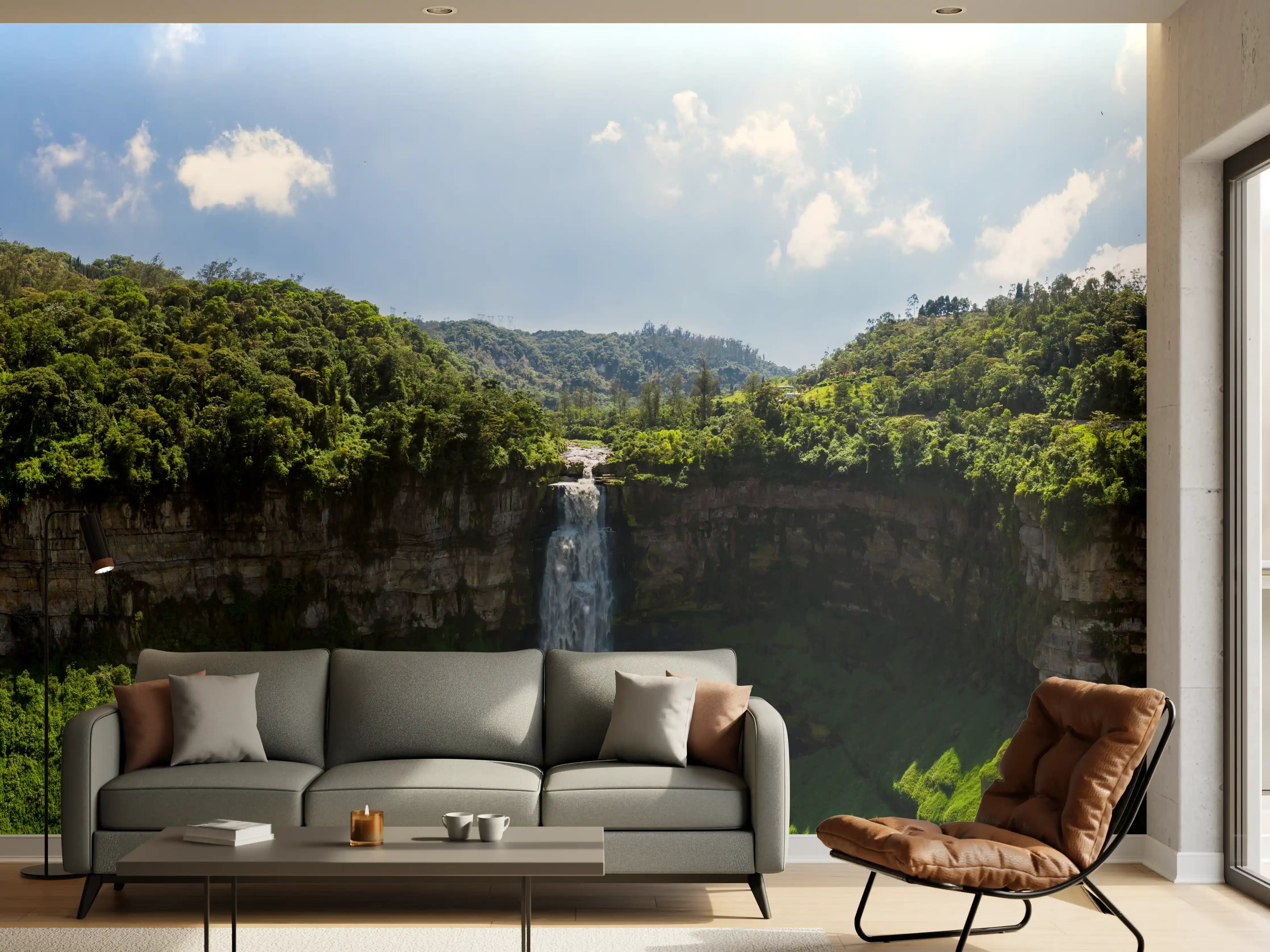 Wandverkleidung Wohnzimmer - Luftaufnahme von El Salto de Tequendama