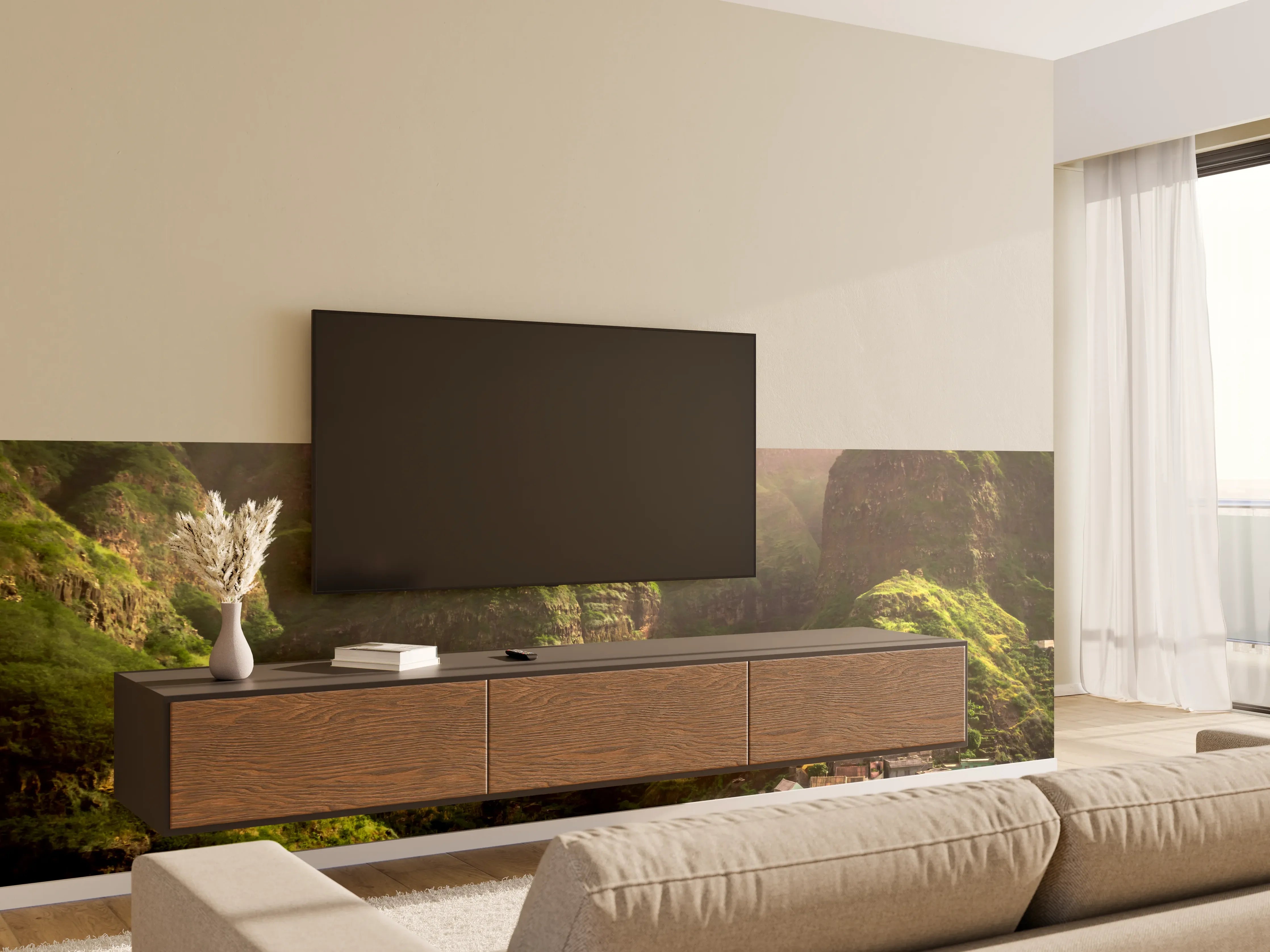 Wandverkleidung Wohnzimmer - Luftaufnahme von Fontainhas - Kabo Verde