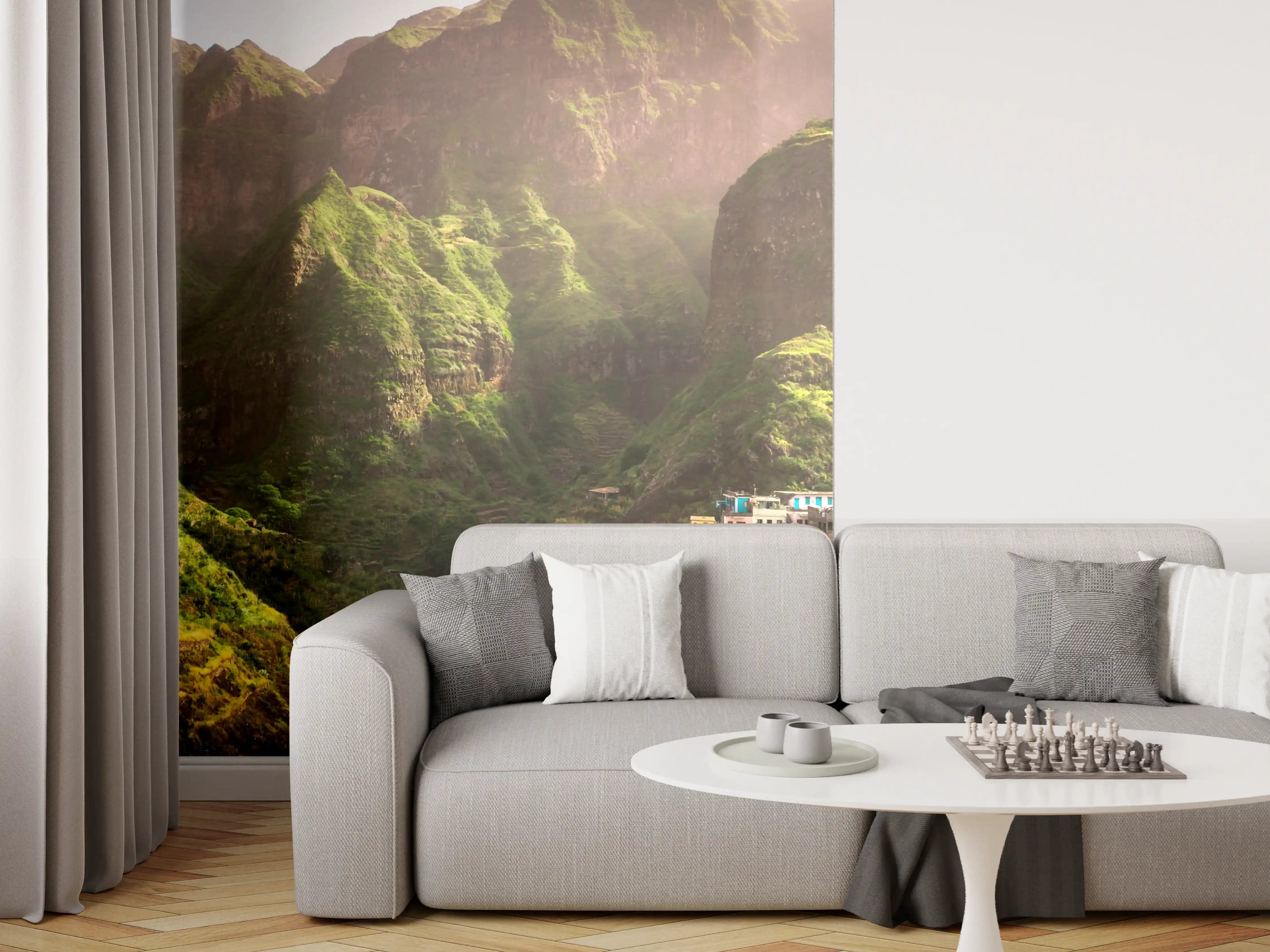 Wandverkleidung Wohnzimmer - Luftaufnahme von Fontainhas - Kabo Verde