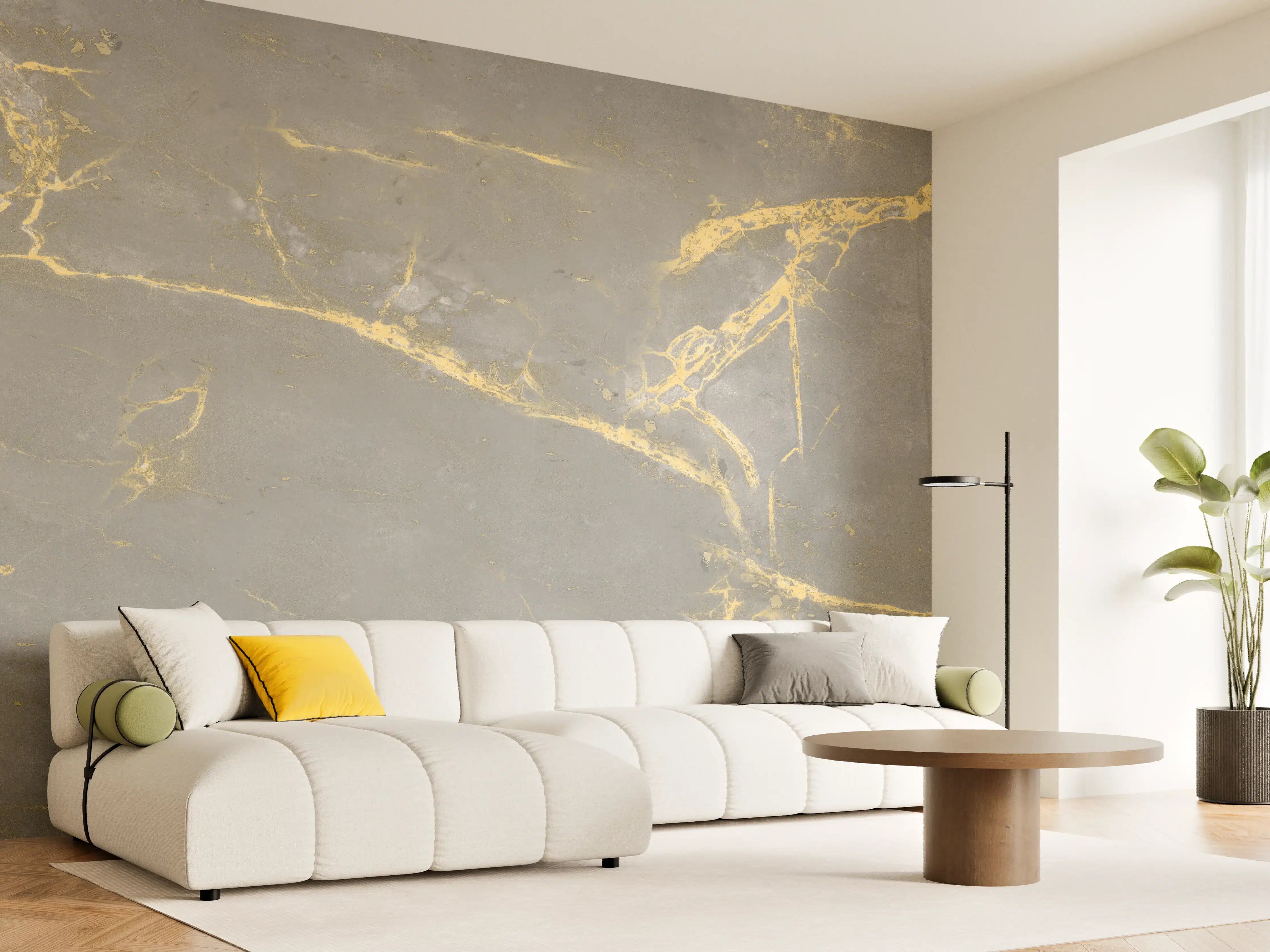 Wandverkleidung Wohnzimmer - Luxuriöse Goldmarmor-Textur