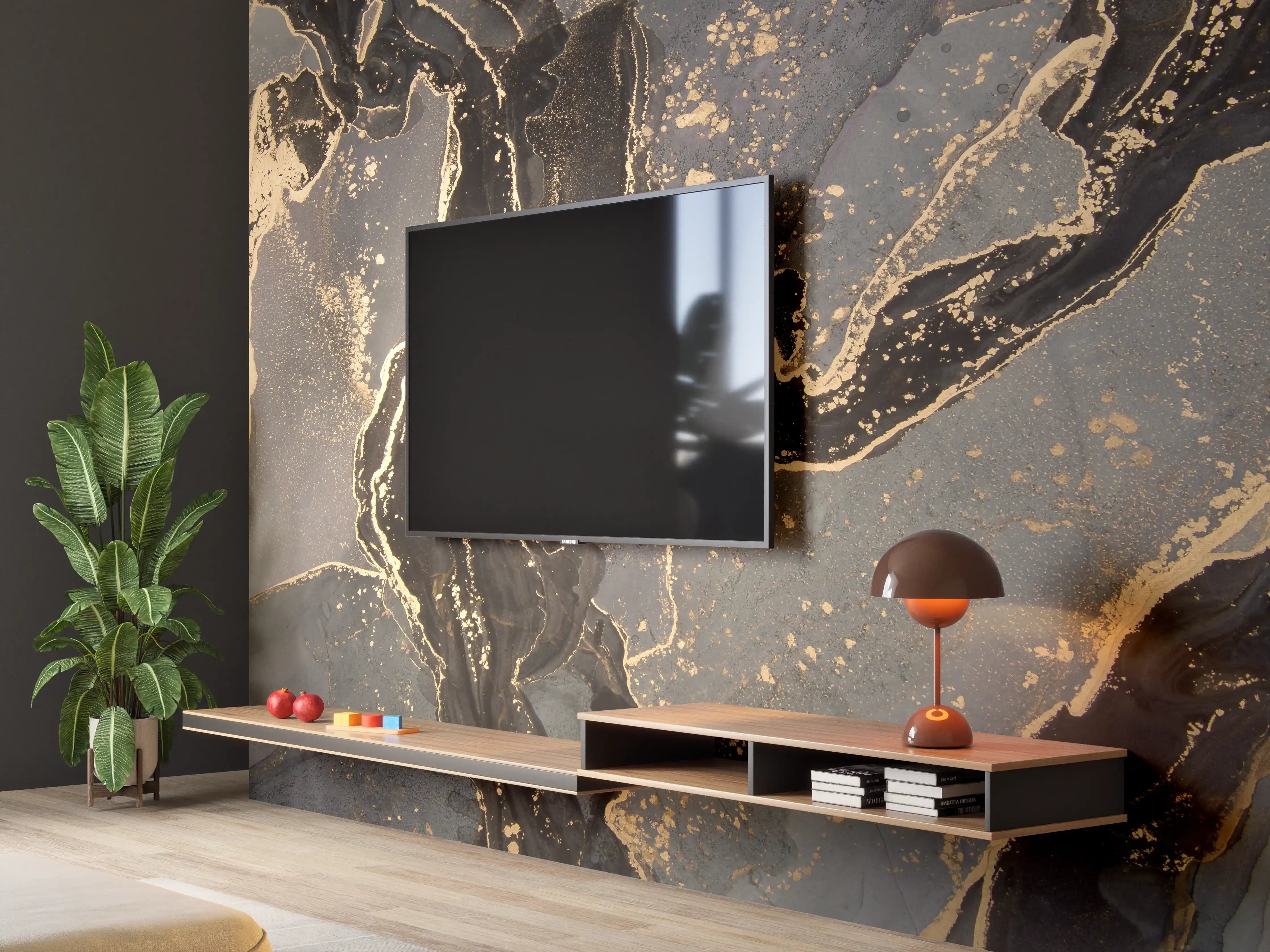 Wandverkleidung Wohnzimmer - Luxuriöse abstrakte Flüssigkunstmalerei 