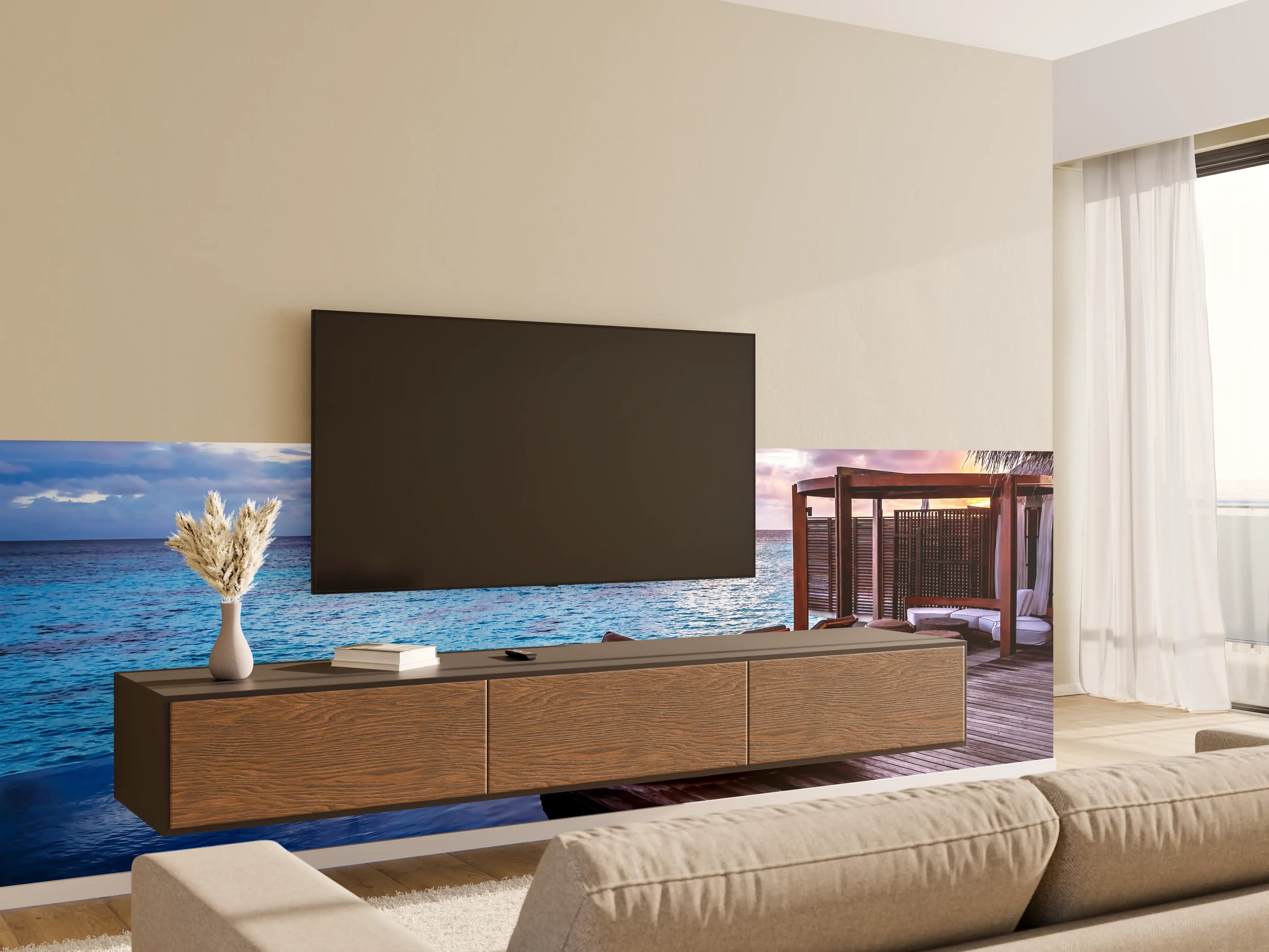 Wandverkleidung Wohnzimmer - Luxuriöses Floatingsuite-Resort am Meer