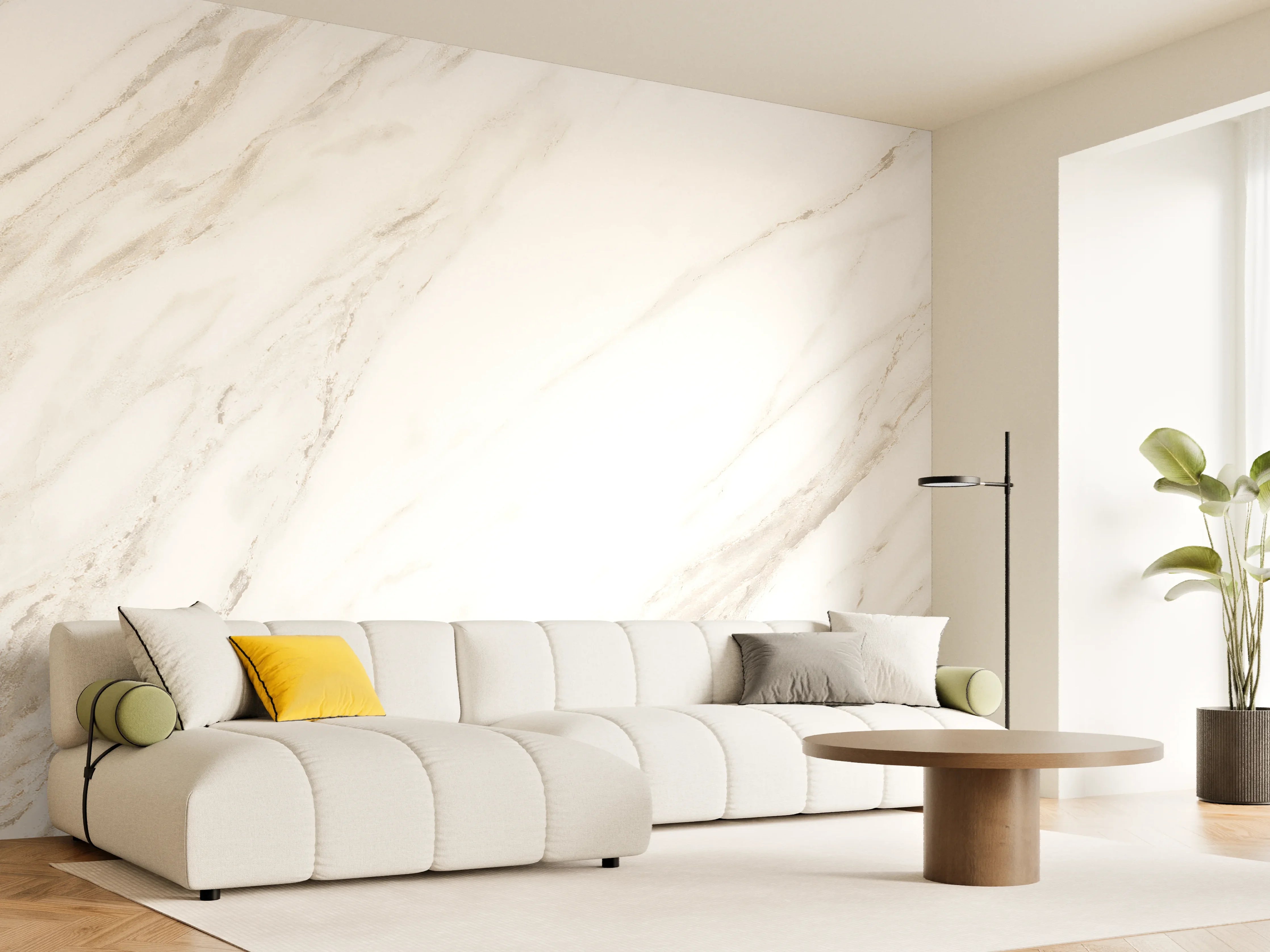 Wandverkleidung Wohnzimmer - Luxuriöses Marmor Design