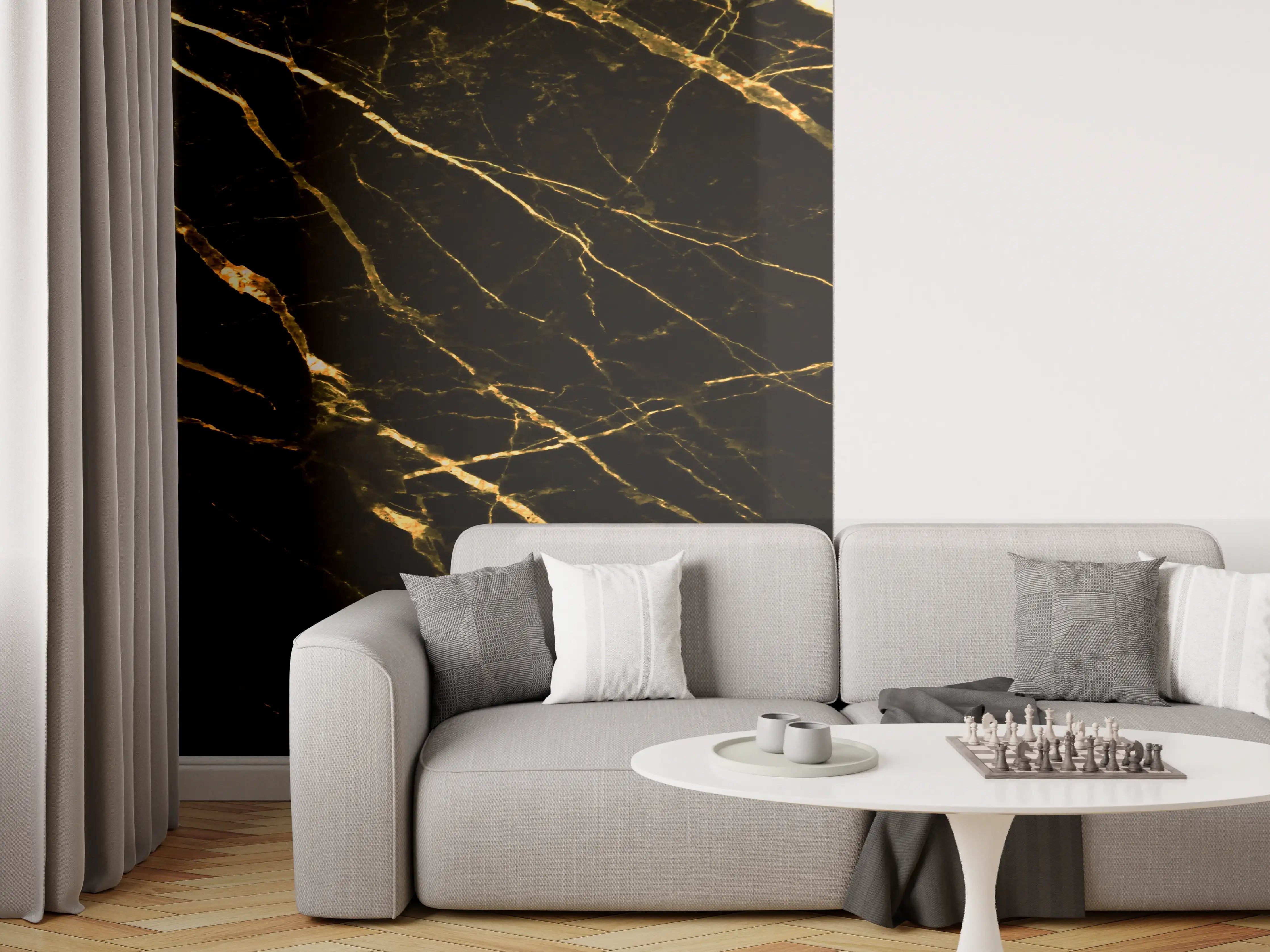 Wandverkleidung Wohnzimmer - Luxus Goldmarmortextur 