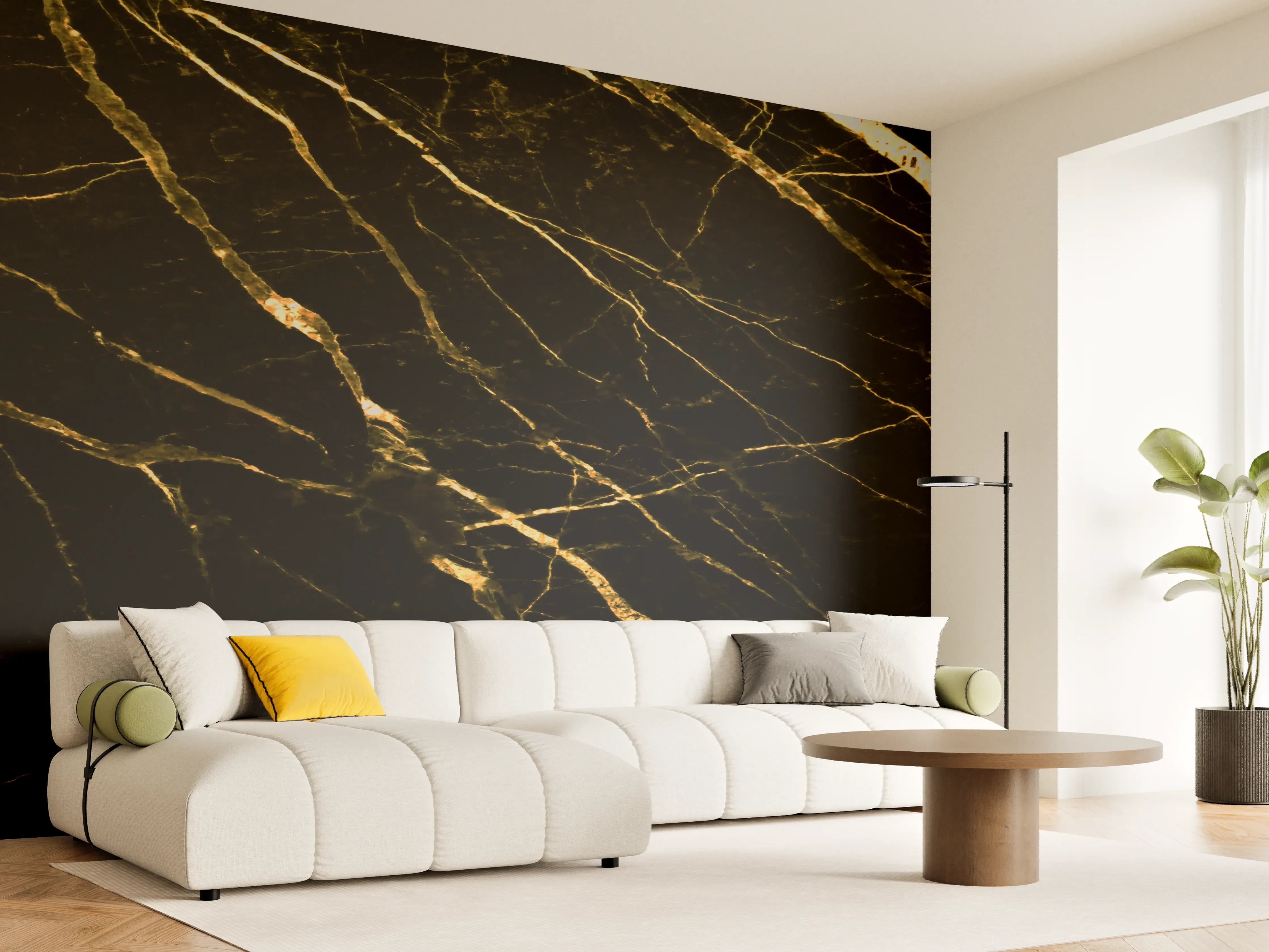 Wandverkleidung Wohnzimmer - Luxus Goldmarmortextur 