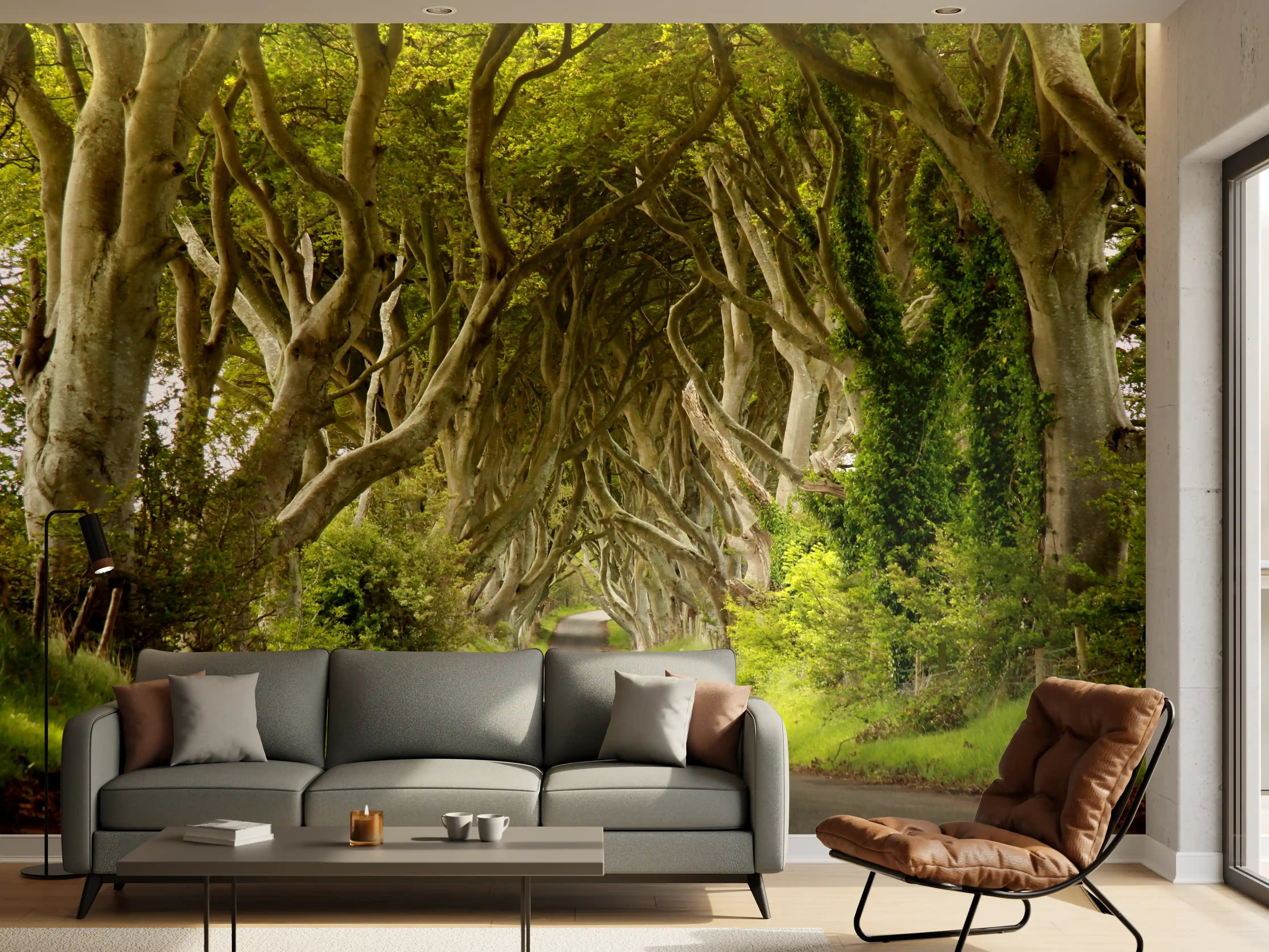 Wandverkleidung Wohnzimmer - Magischer Baumhain - Natur pur