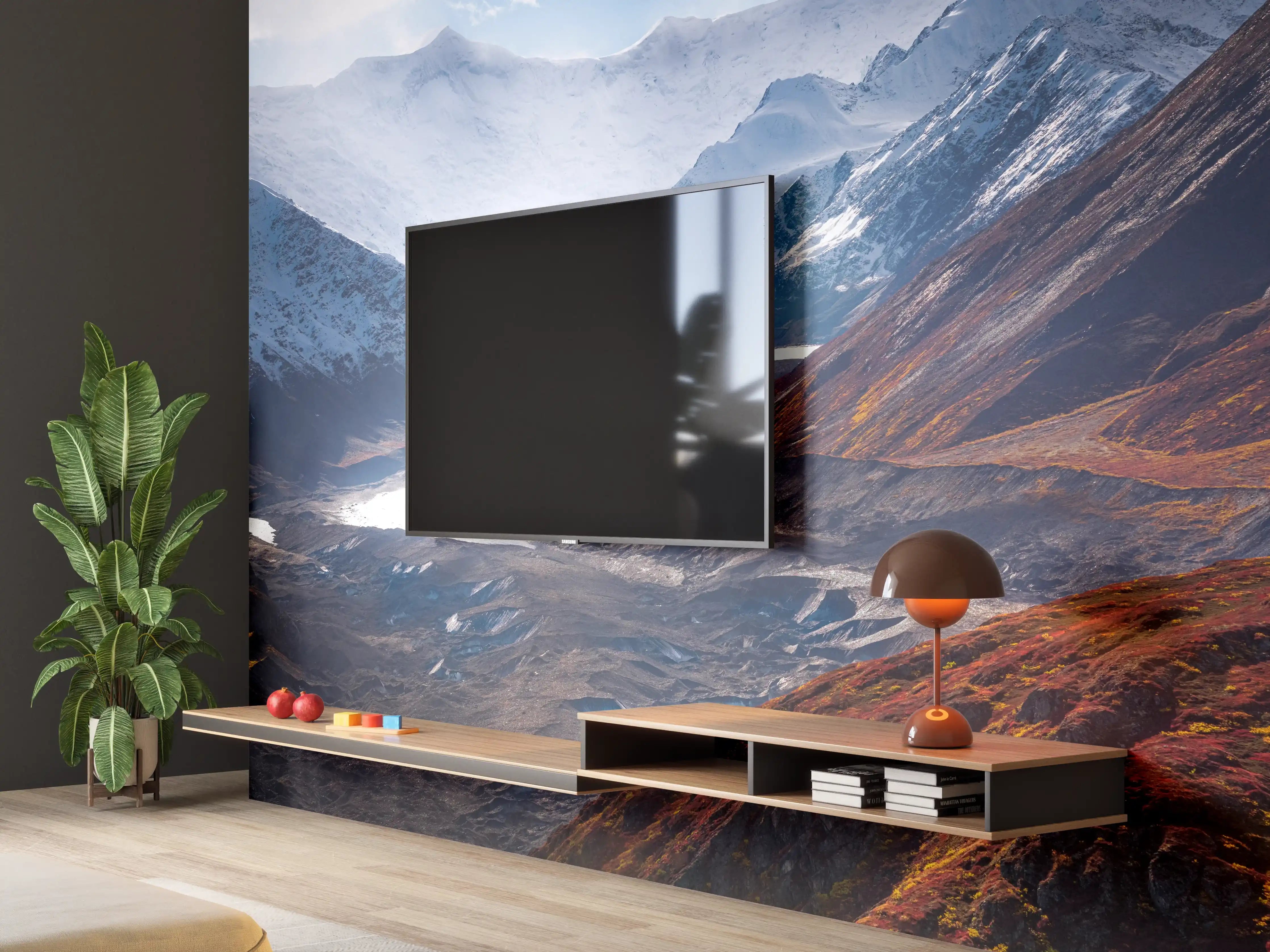 Wandverkleidung Wohnzimmer - Majestätische Gletscher- und Berglandschaft