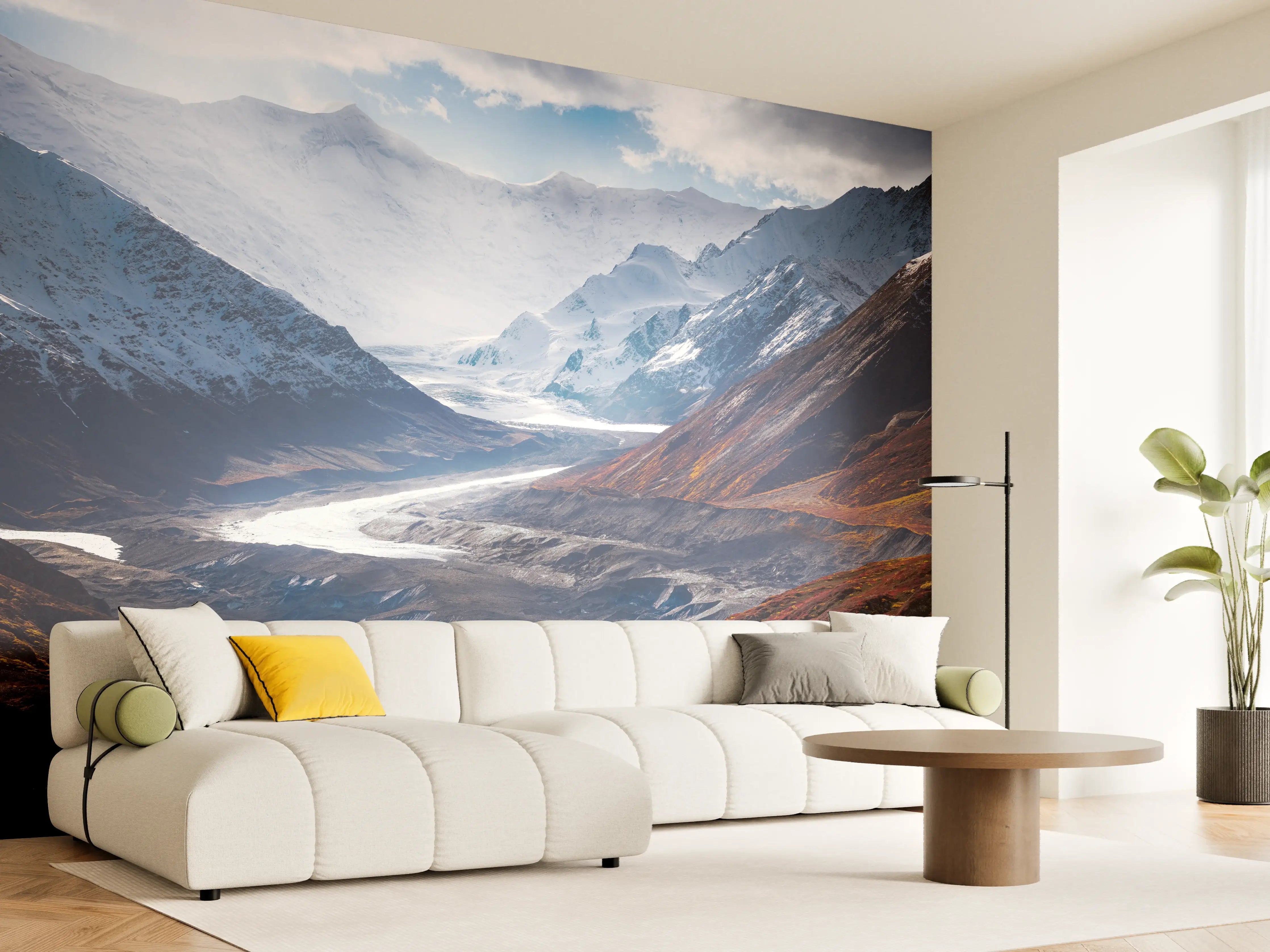Wandverkleidung Wohnzimmer - Majestätische Gletscher- und Berglandschaft