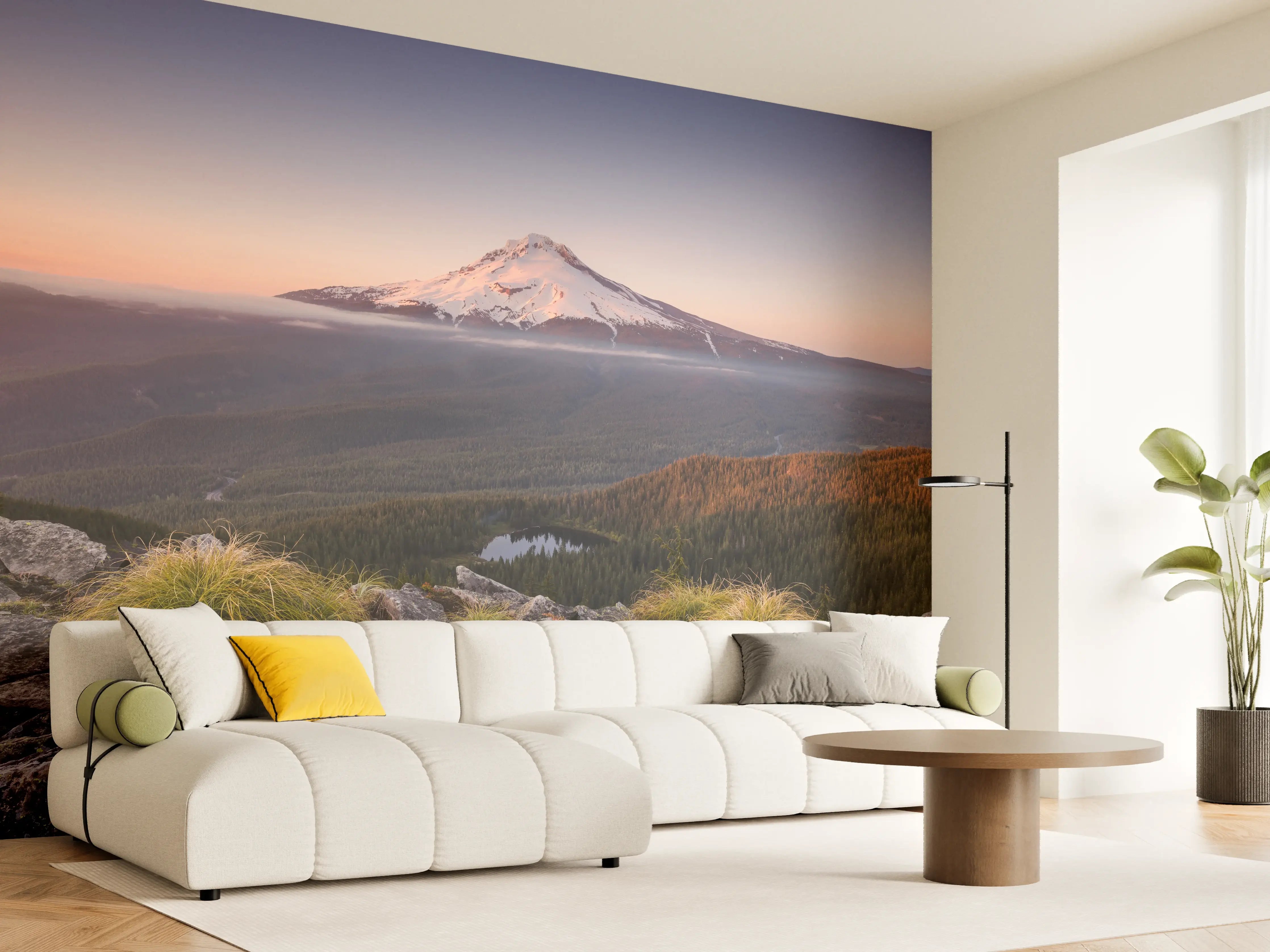 Wandverkleidung Wohnzimmer - Majestätischer Blick auf den Mount Hood bei Sonnenaufgang
