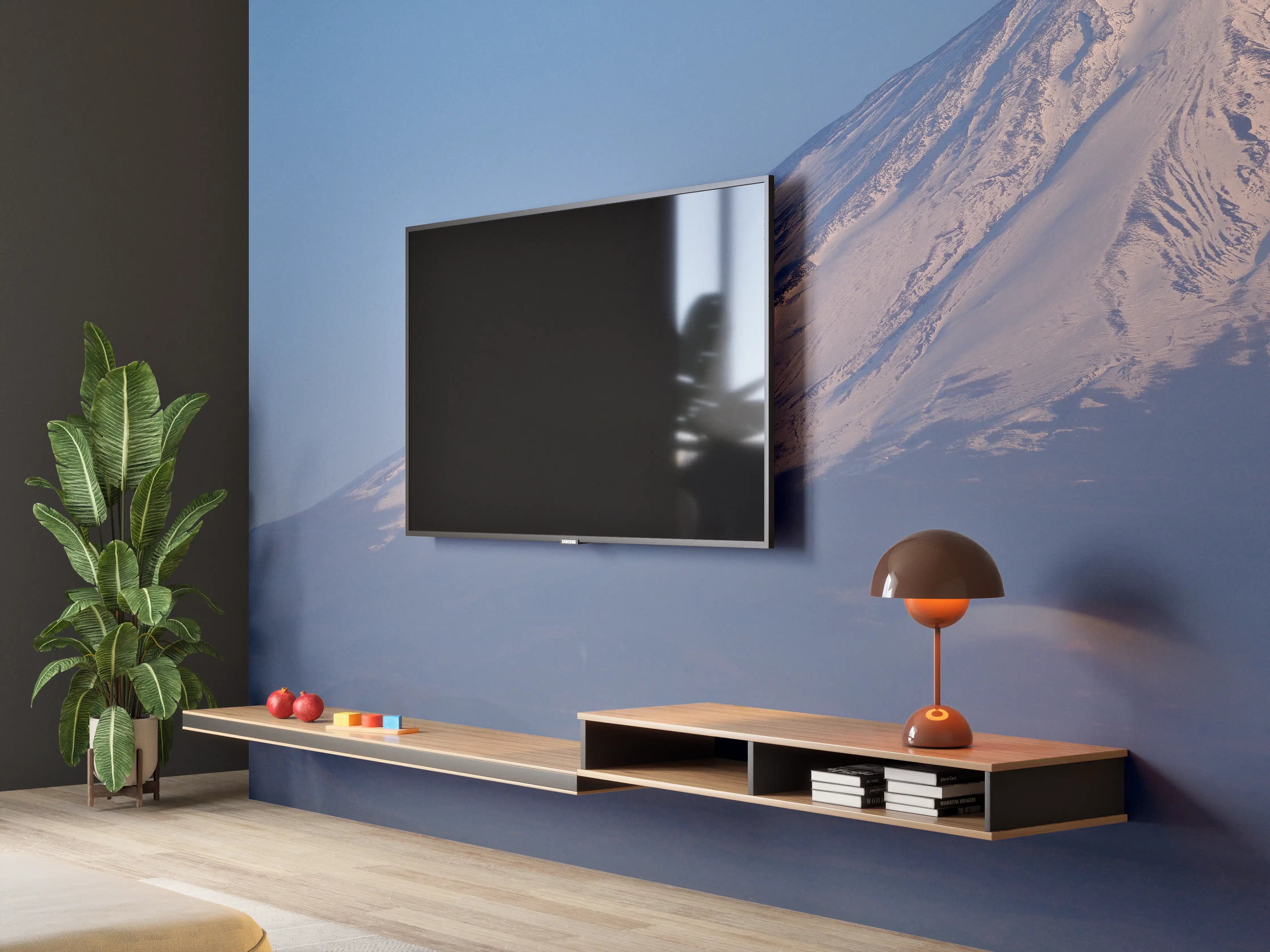 Wandverkleidung Wohnzimmer - Majestätischer Blick auf den Vulkan Mount Fuji bei Sonnenaufgang