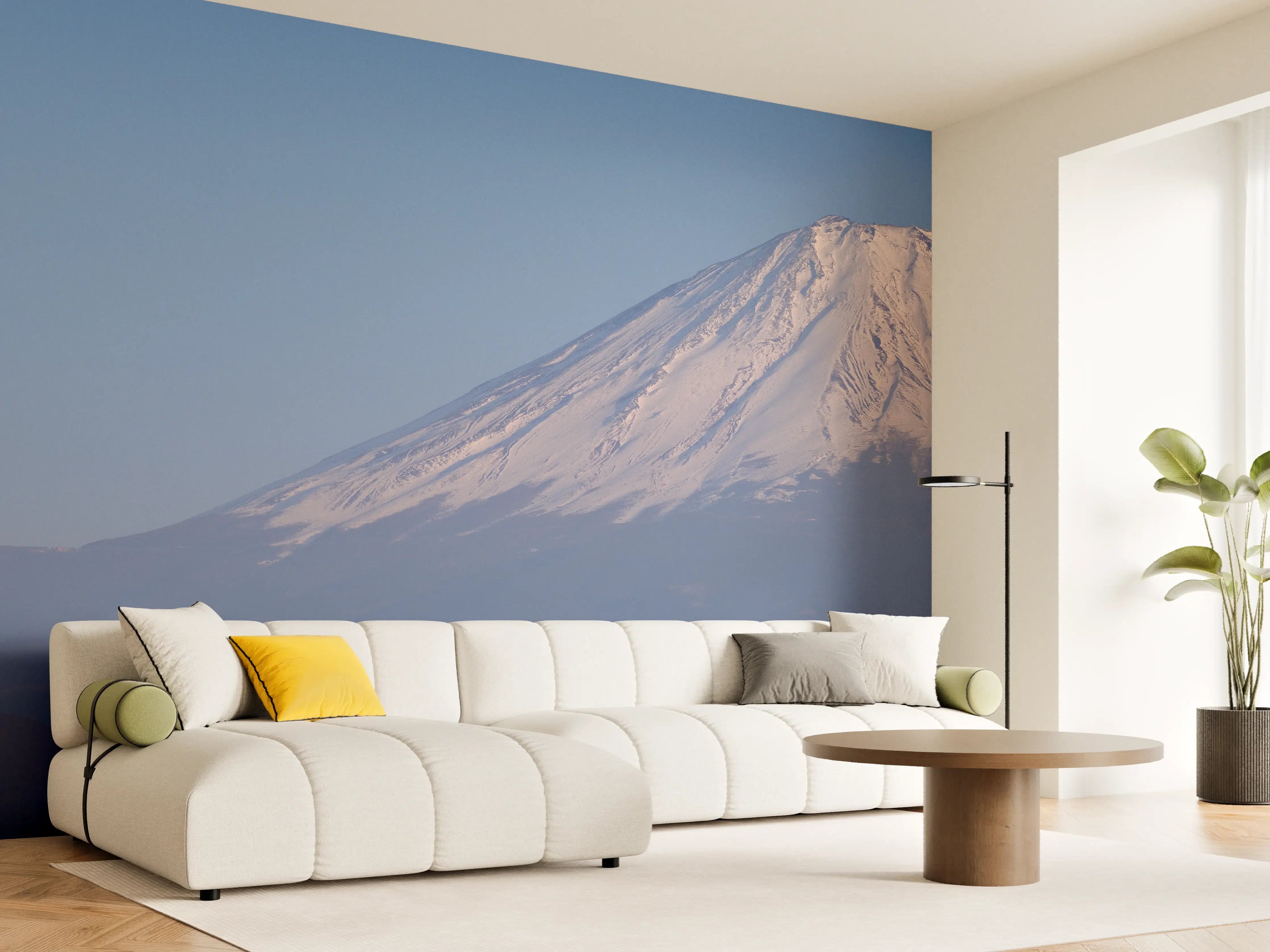 Wandverkleidung Wohnzimmer - Majestätischer Blick auf den Vulkan Mount Fuji bei Sonnenaufgang