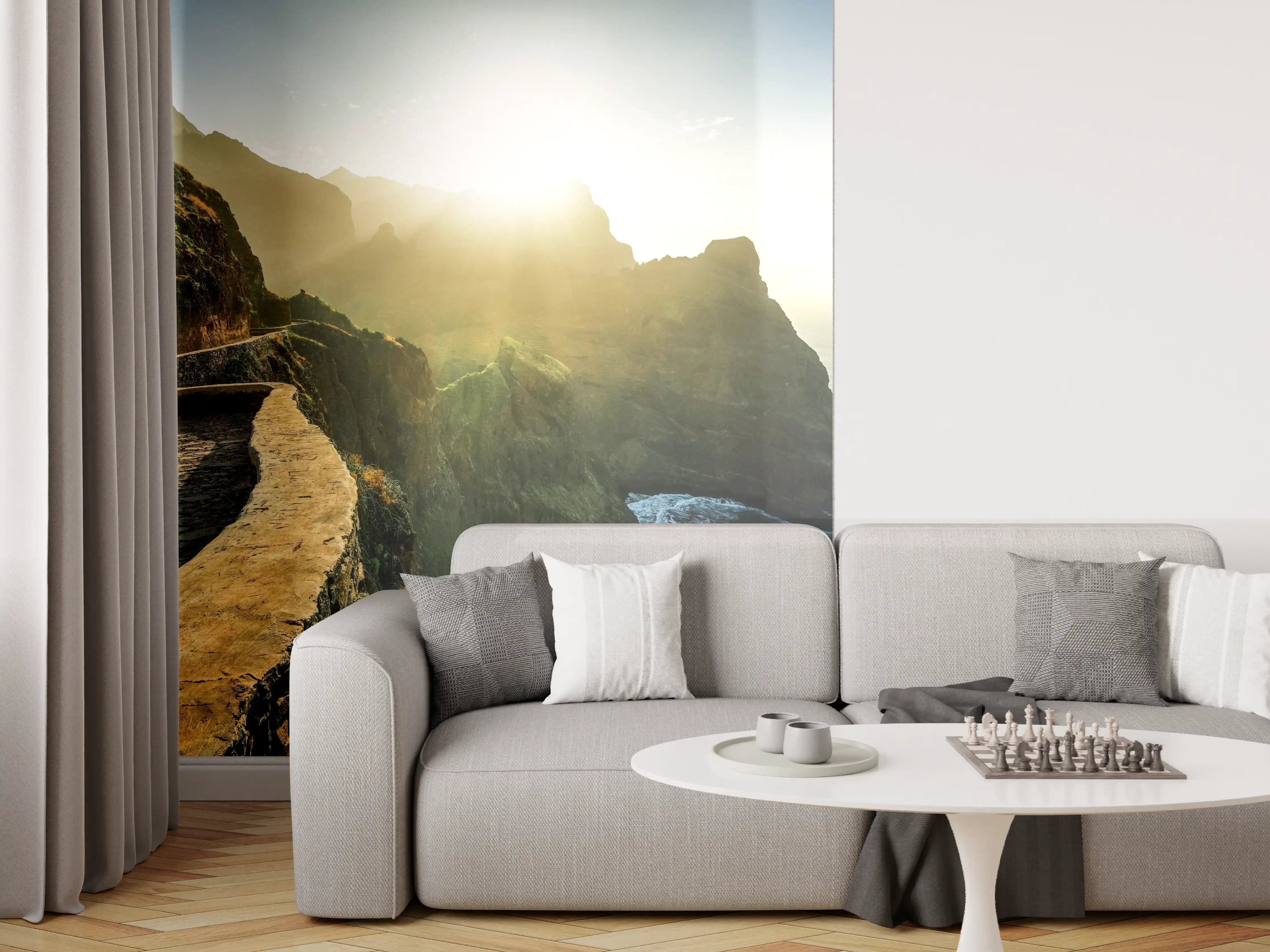 Wandverkleidung Wohnzimmer - Majestätischer Küstenweg bei Sonnenaufgang