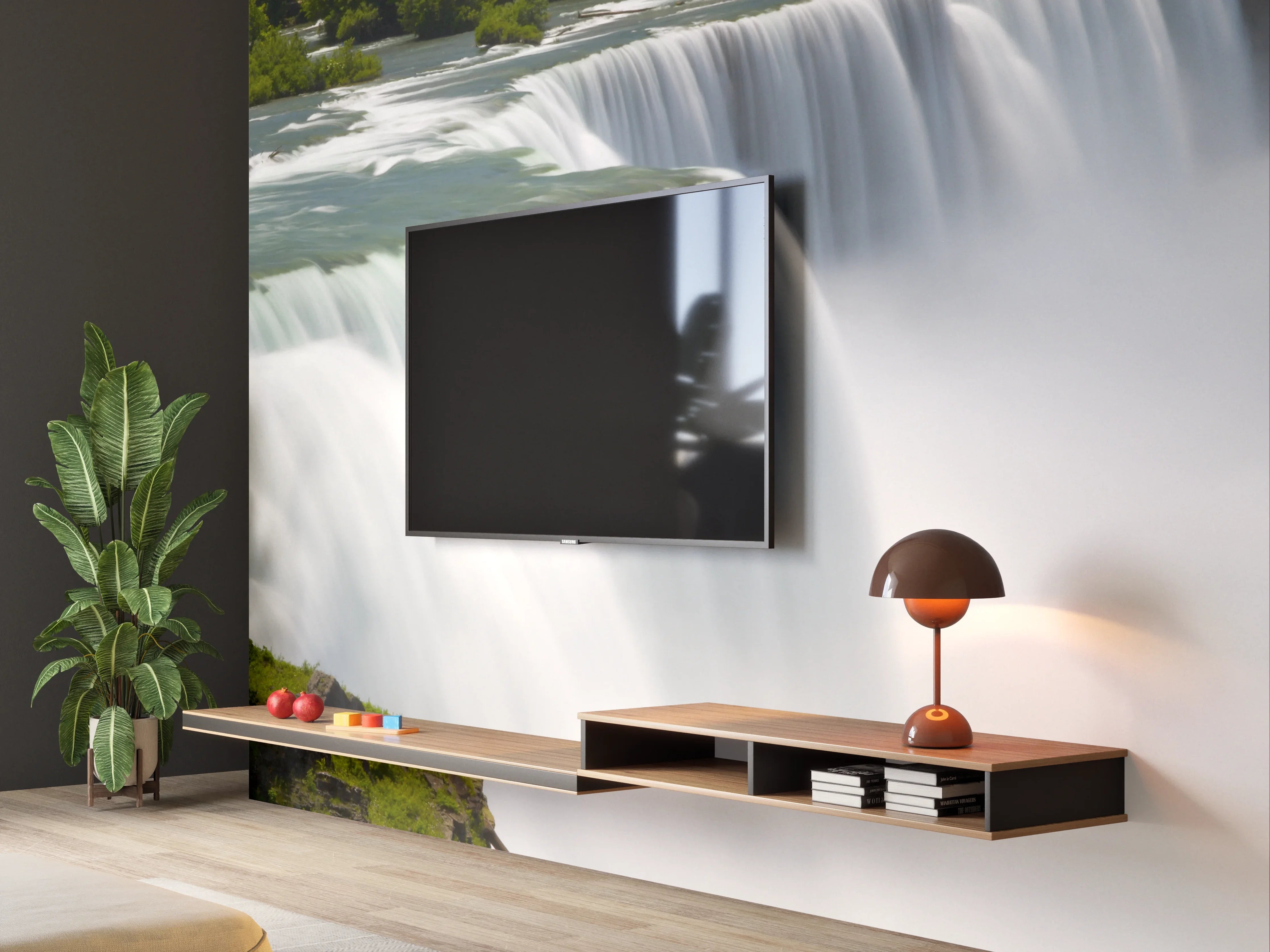 Wandverkleidung Wohnzimmer - Majestätischer Wasserfall in der Natur