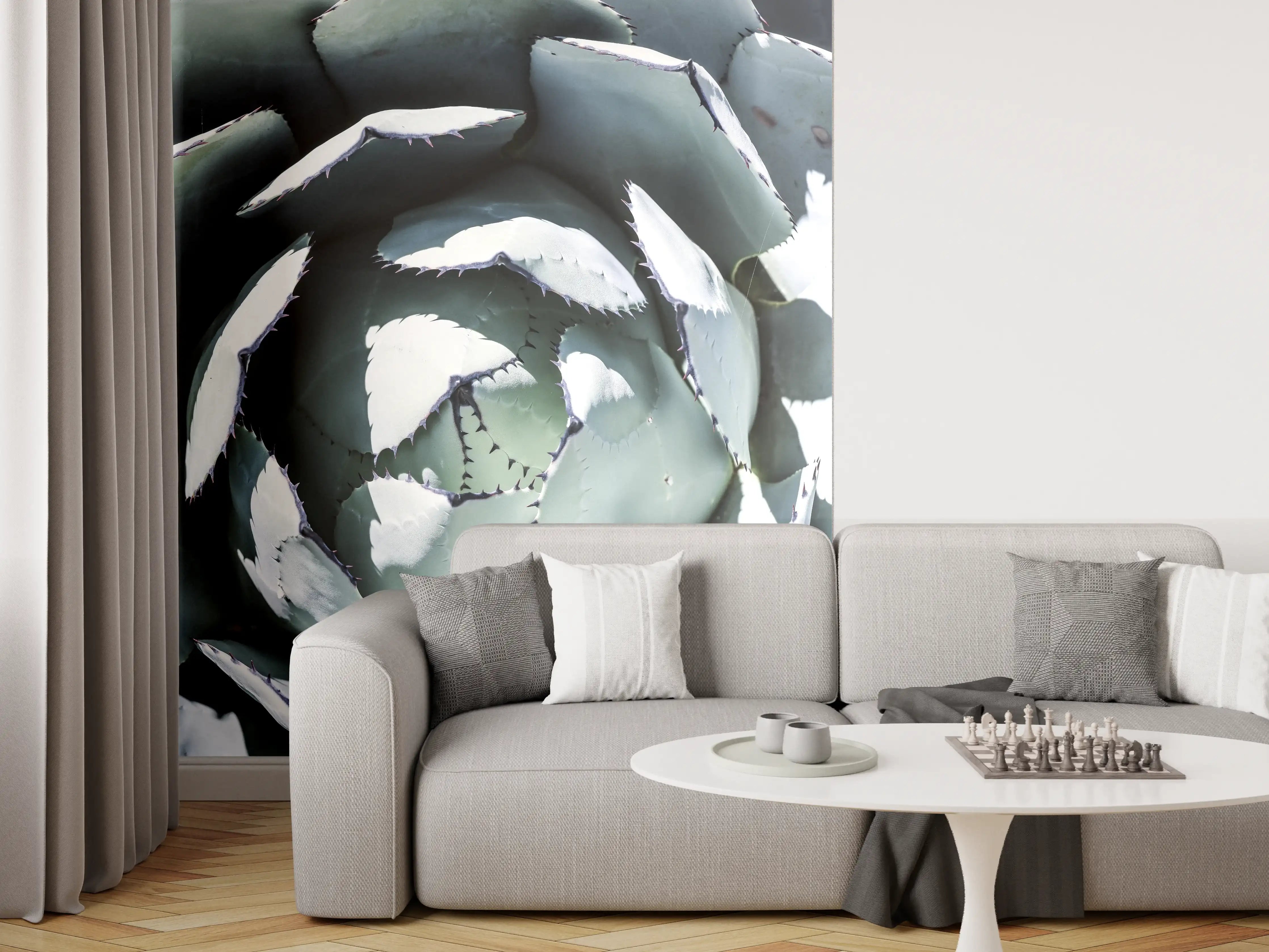 Wandverkleidung Wohnzimmer - Makrofotografie einer Sukkulente