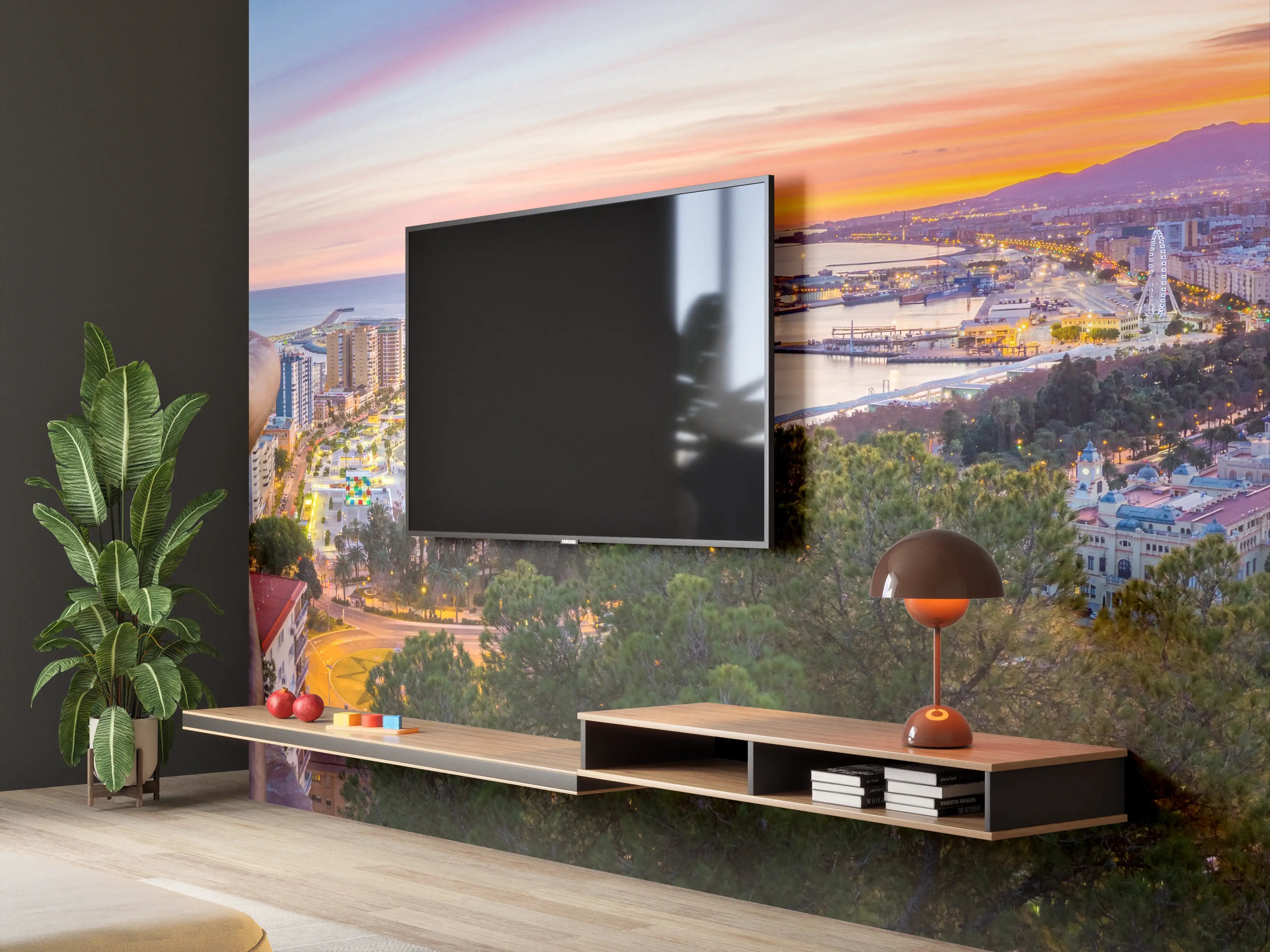 Wandverkleidung Wohnzimmer - Málaga Aussicht von den Bergen