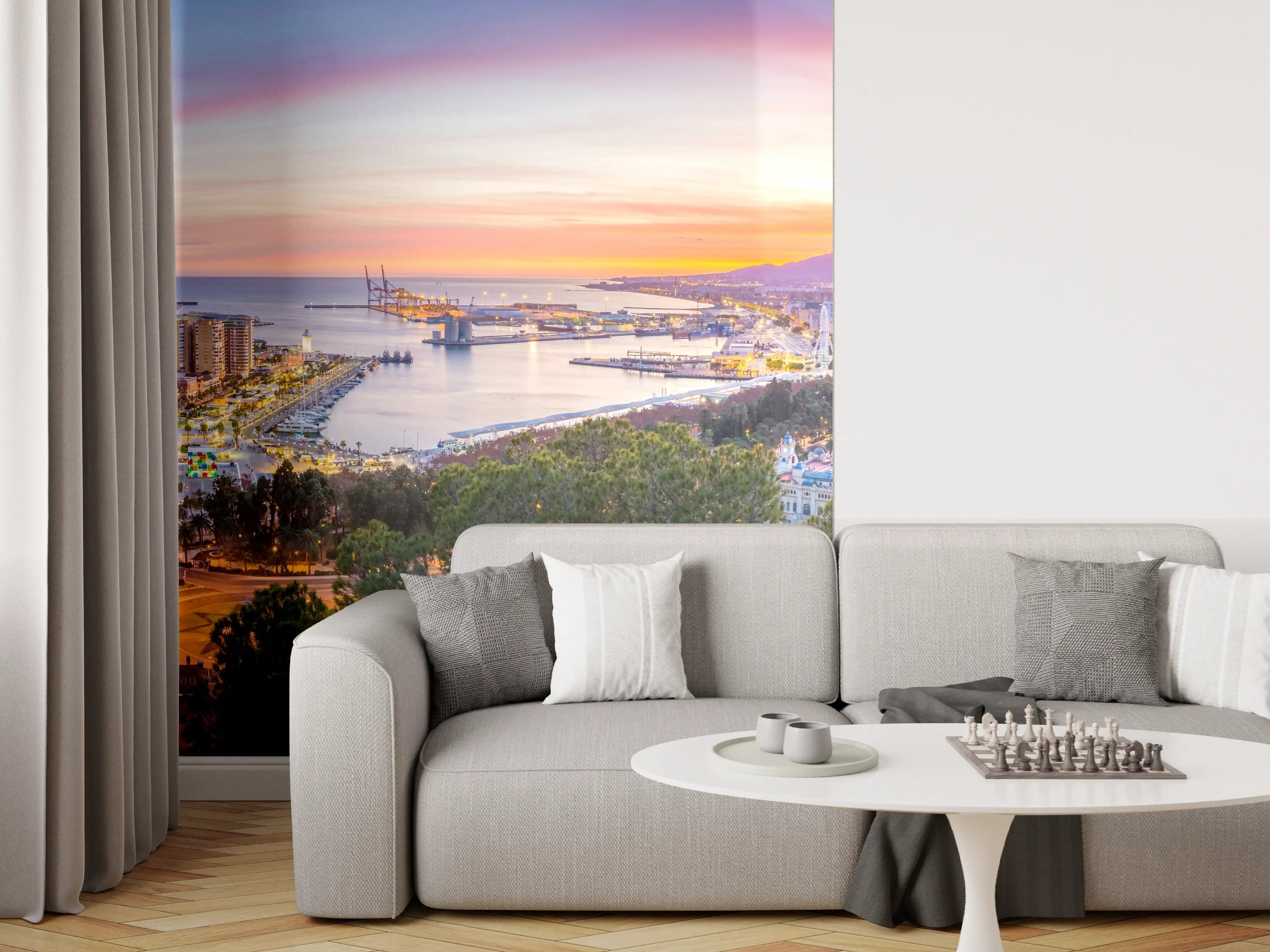 Wandverkleidung Wohnzimmer - Málaga Aussicht von den Bergen