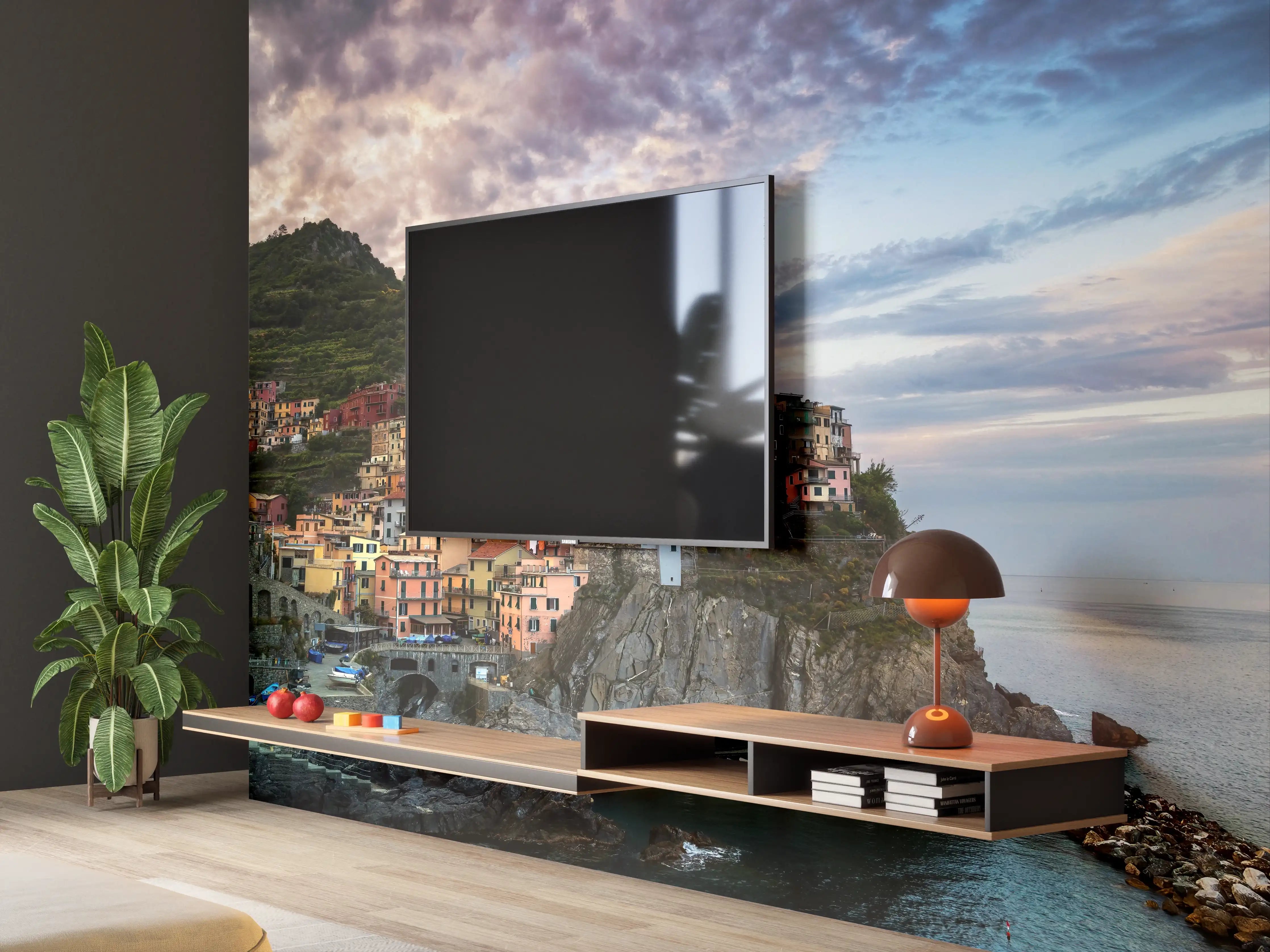 Wandverkleidung Wohnzimmer - Malcesine am Gardasee bei Sonnenuntergang
