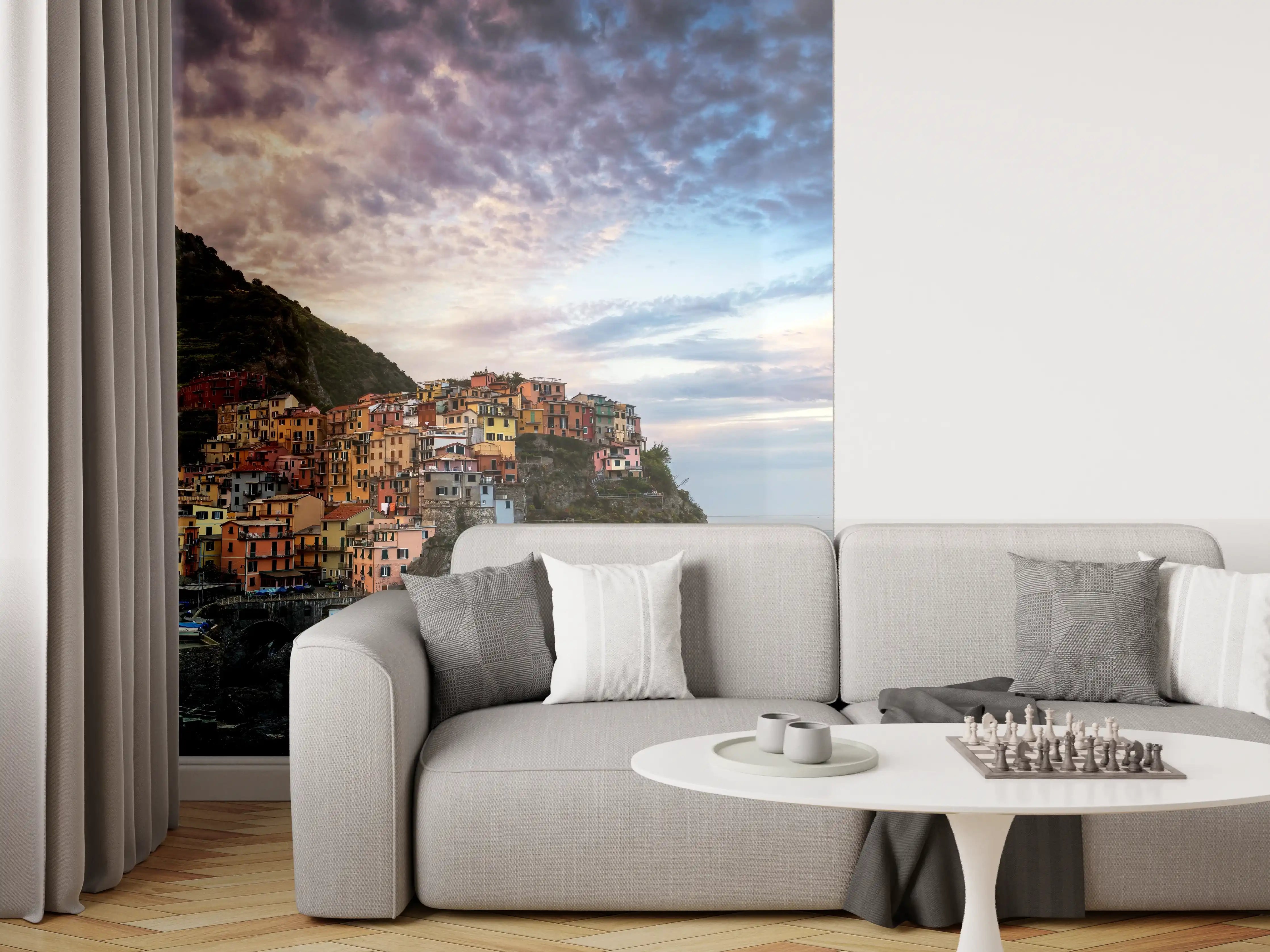 Wandverkleidung Wohnzimmer - Malcesine am Gardasee bei Sonnenuntergang
