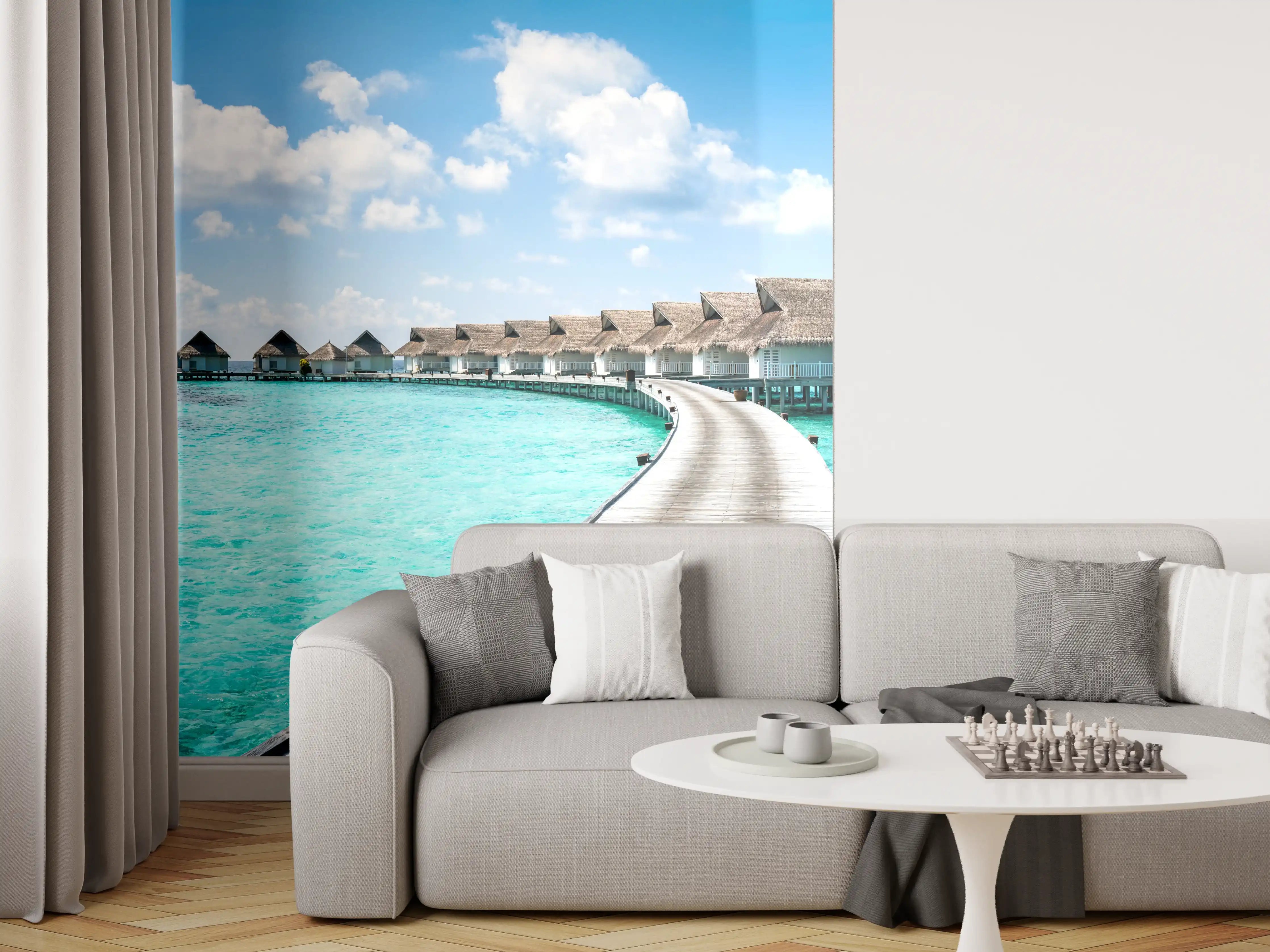 Wandverkleidung Wohnzimmer - Malediven Wasser-Hotel