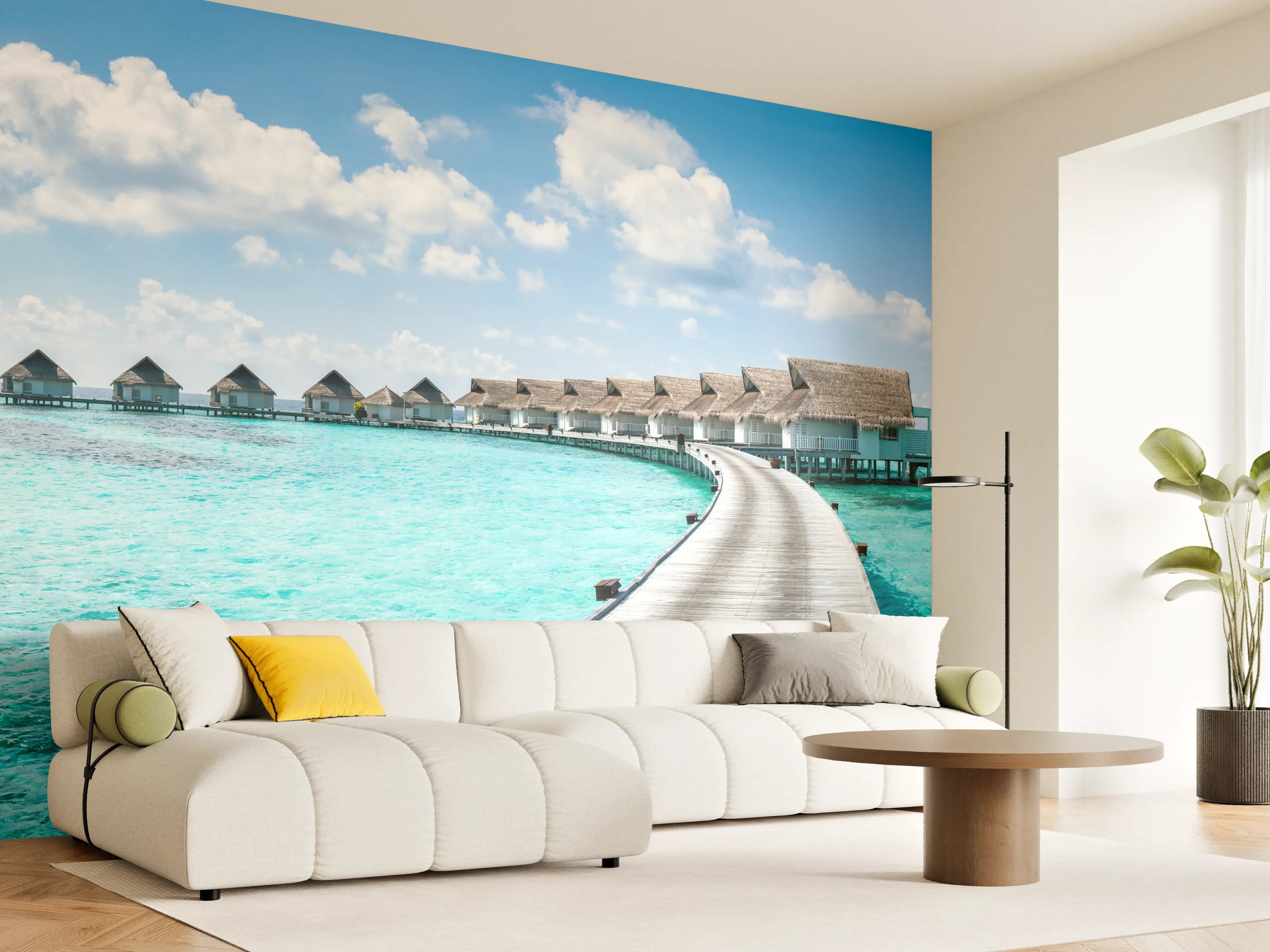 Wandverkleidung Wohnzimmer - Malediven Wasser-Hotel