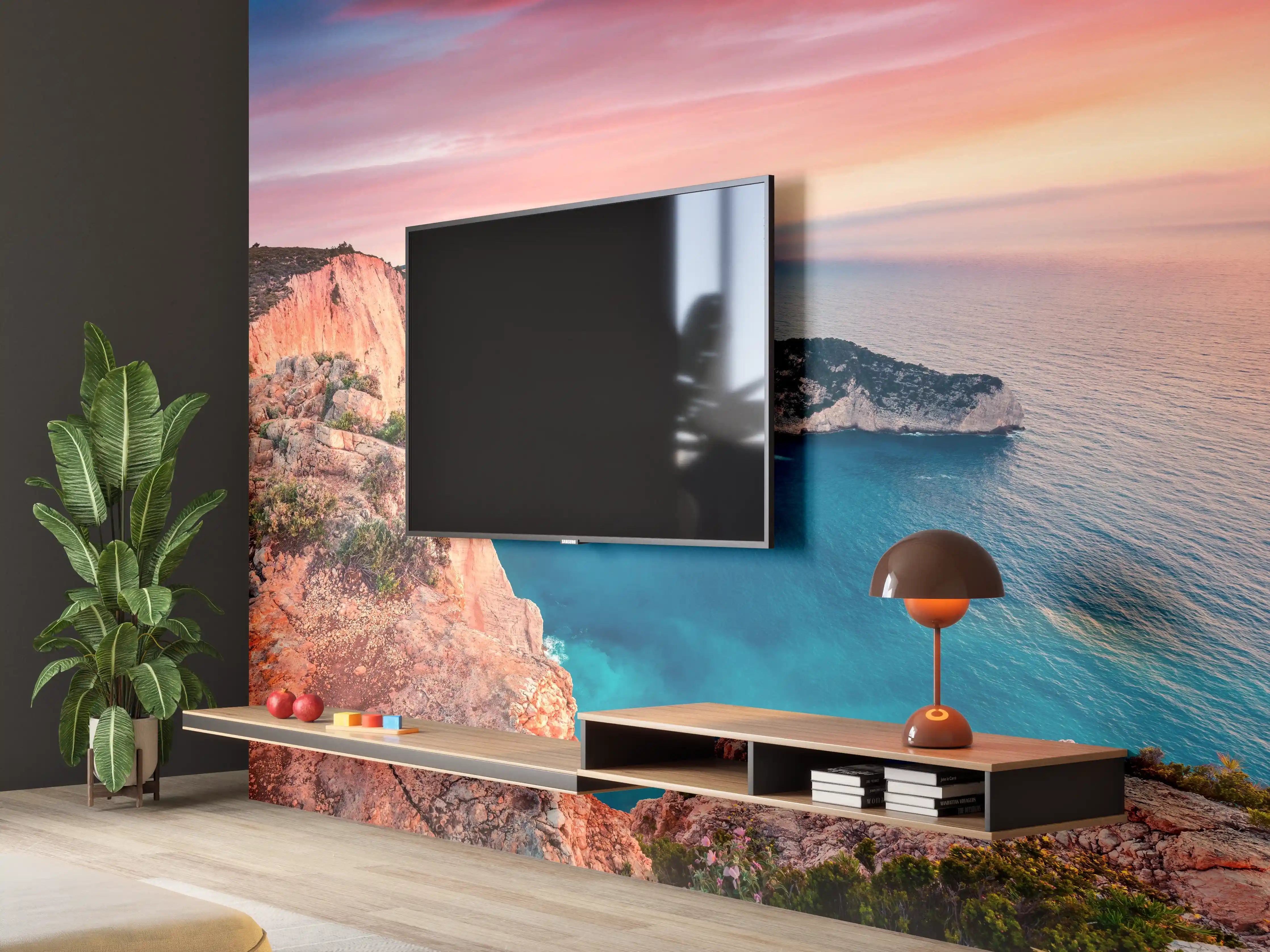 Wandverkleidung Wohnzimmer - Malerischer Klippenblick an der Küste