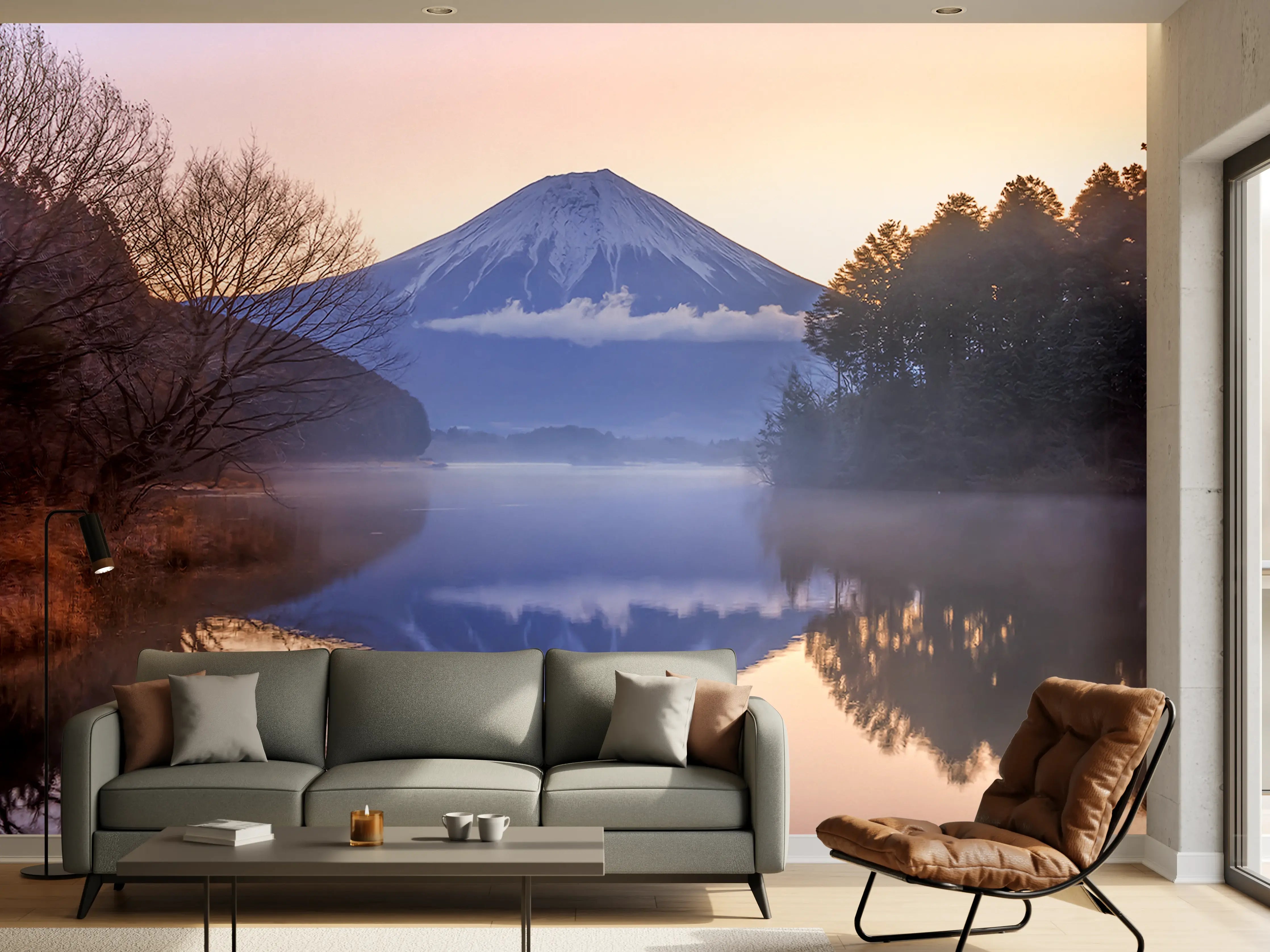 Wandverkleidung Wohnzimmer - Malerischer Mount Fuji bei Sonnenaufgang
