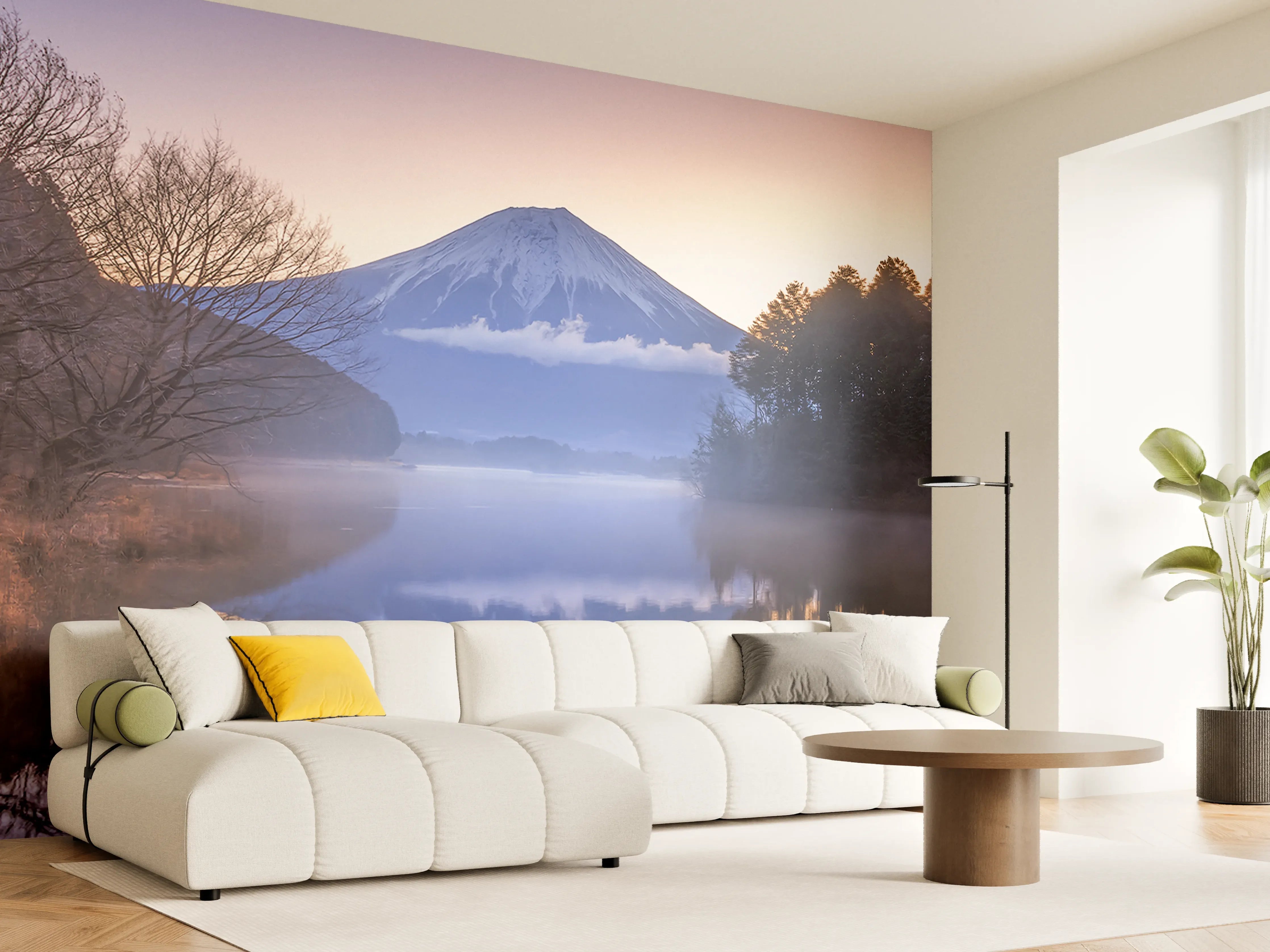 Wandverkleidung Wohnzimmer - Malerischer Mount Fuji bei Sonnenaufgang